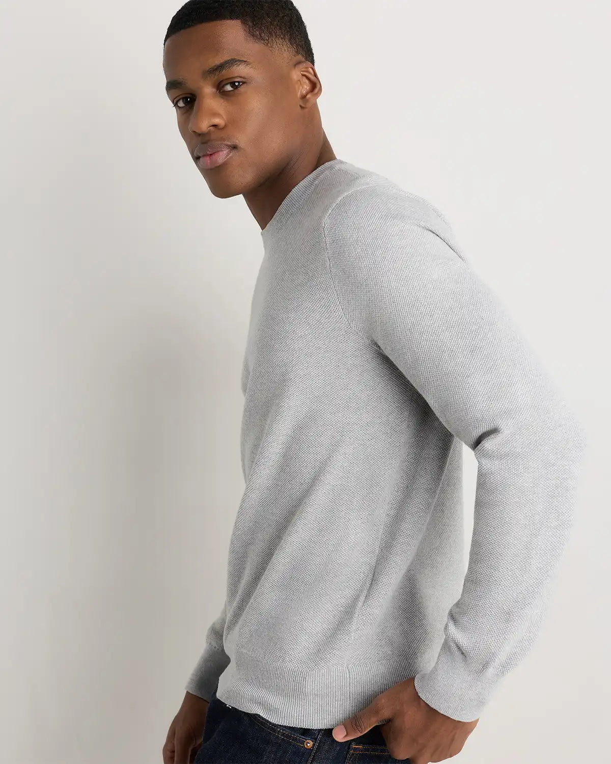 100% Organic Cotton Pique Crewneck Sweater