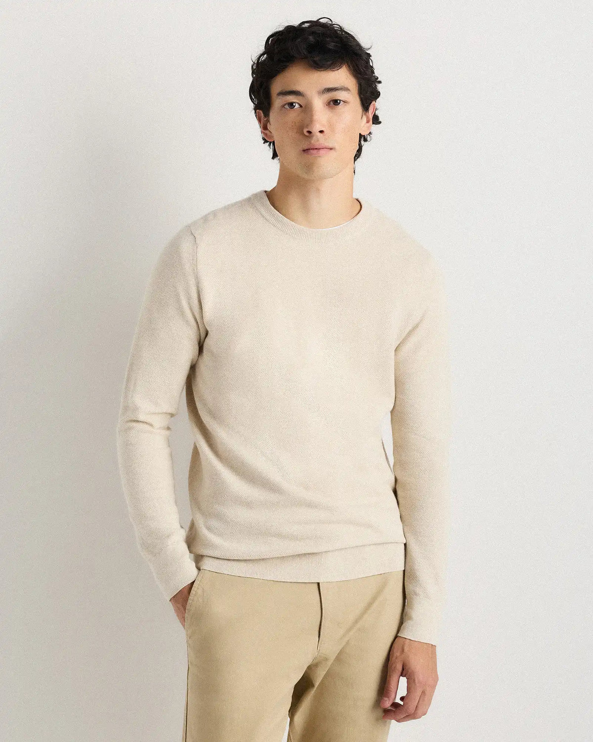 100% Organic Cotton Pique Crewneck Sweater