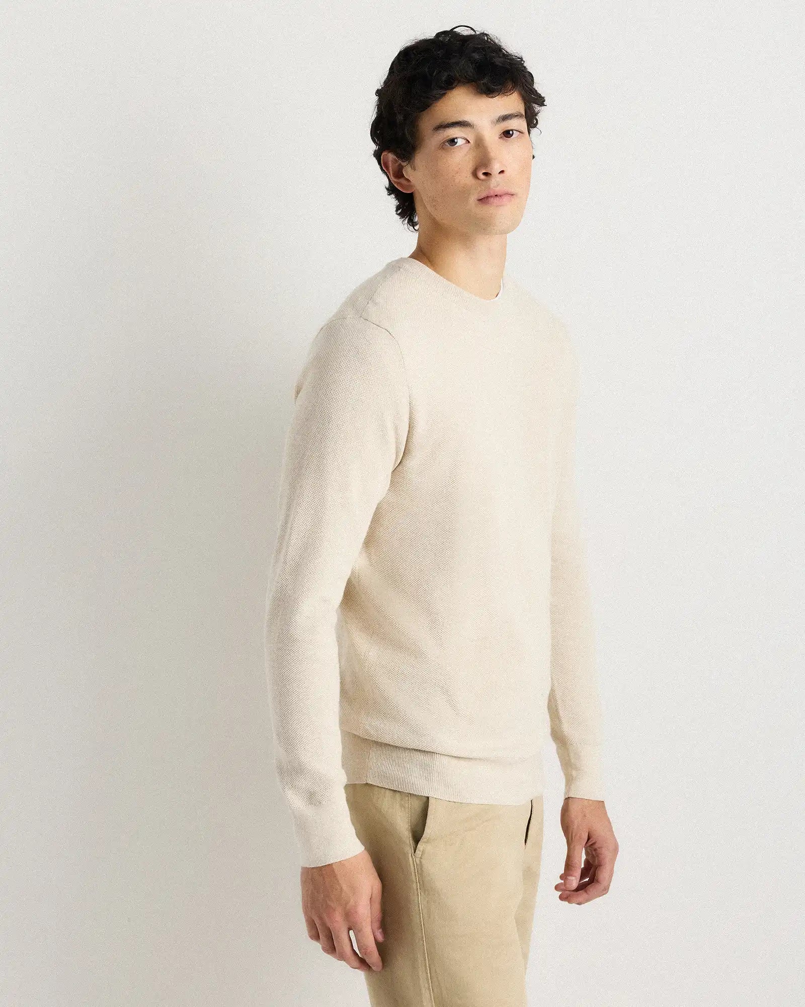 100% Organic Cotton Pique Crewneck Sweater