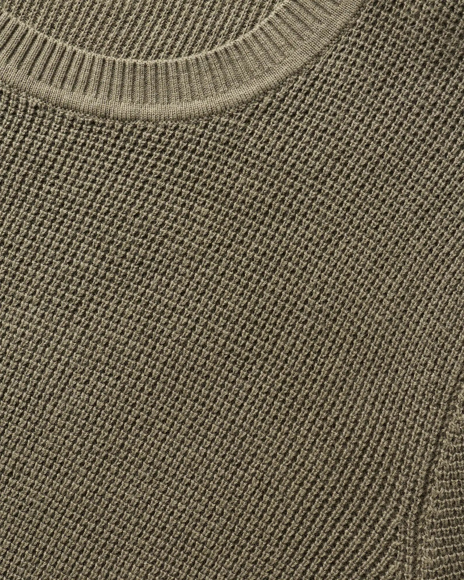 Organic Cotton Cashmere Waffle Crewneck Sweater