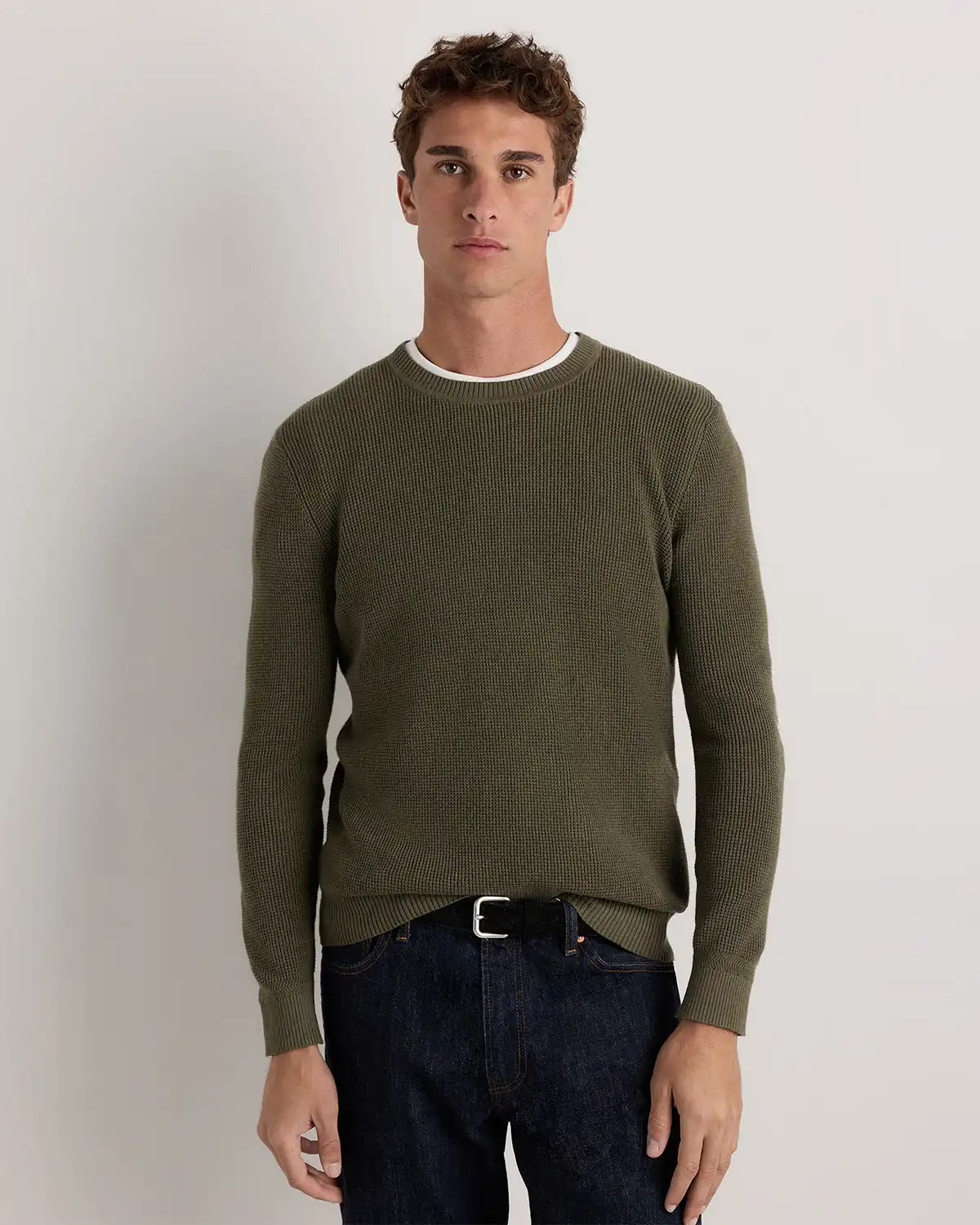 Organic Cotton Cashmere Waffle Crewneck Sweater
