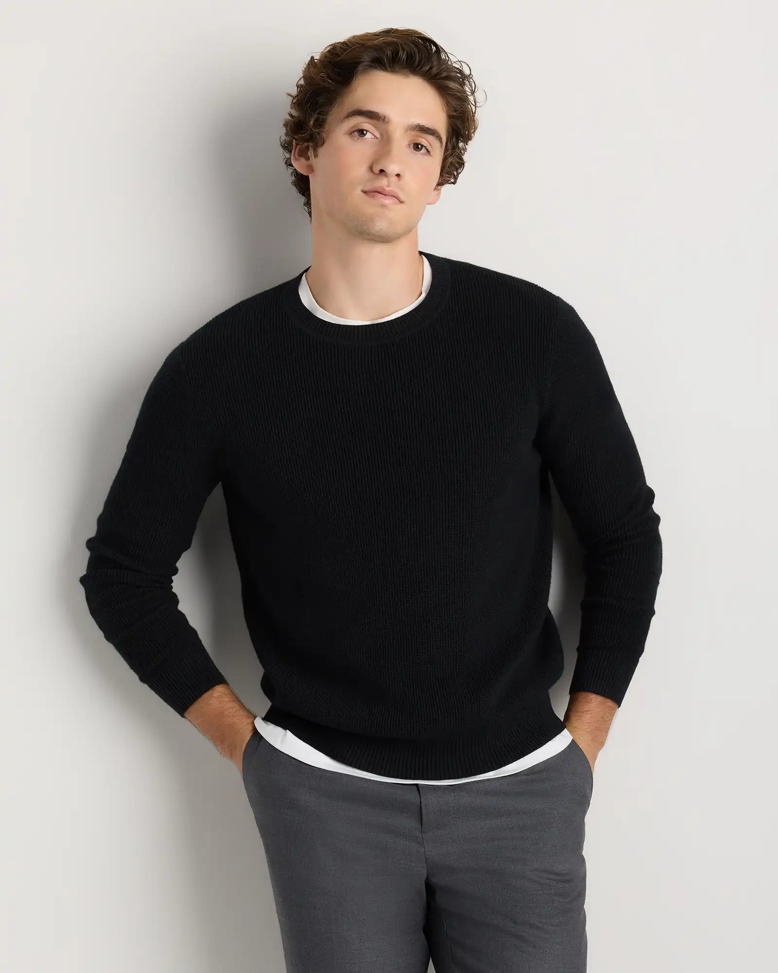 Organic Cotton Cashmere Waffle Crewneck Sweater