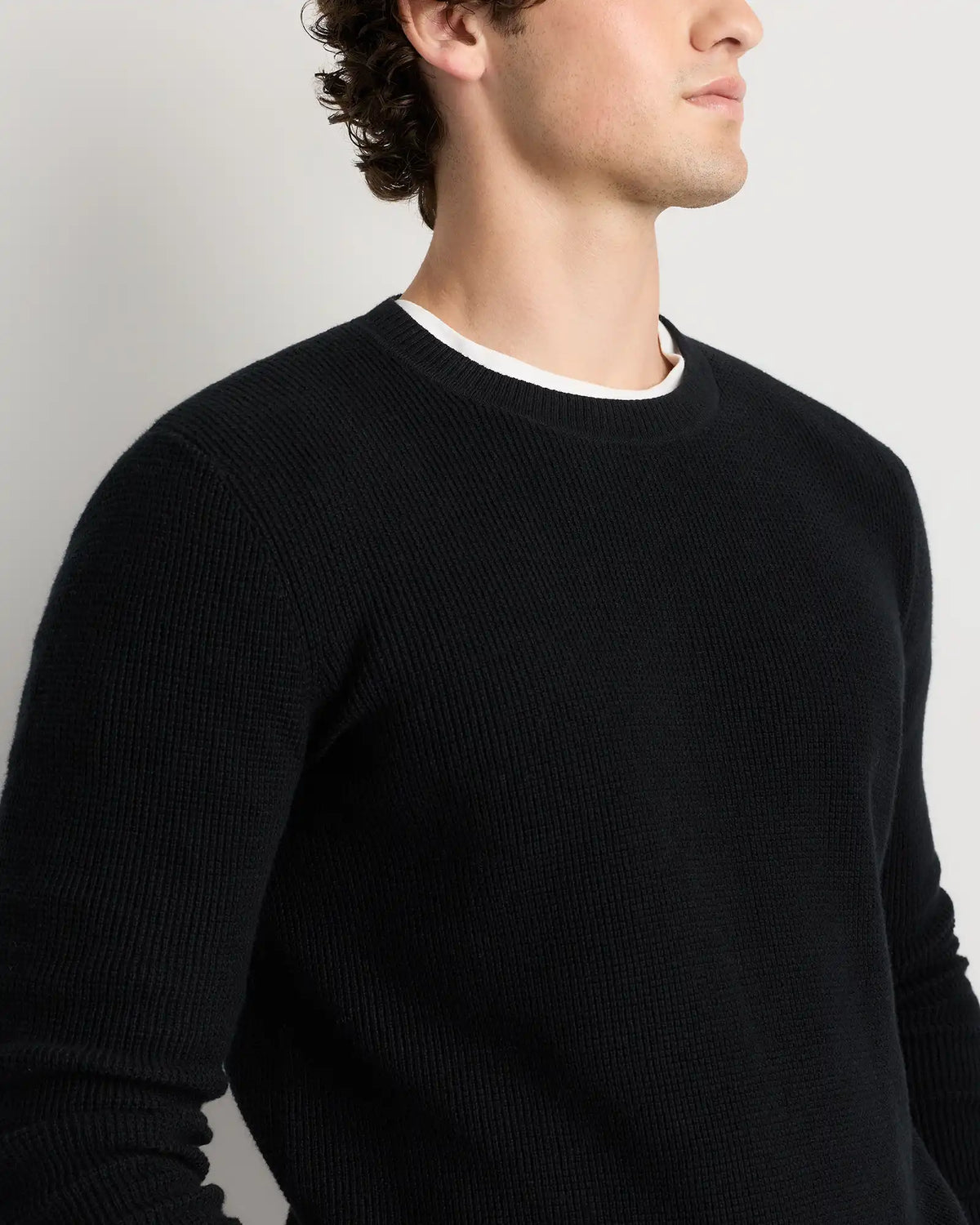 Organic Cotton Cashmere Waffle Crewneck Sweater