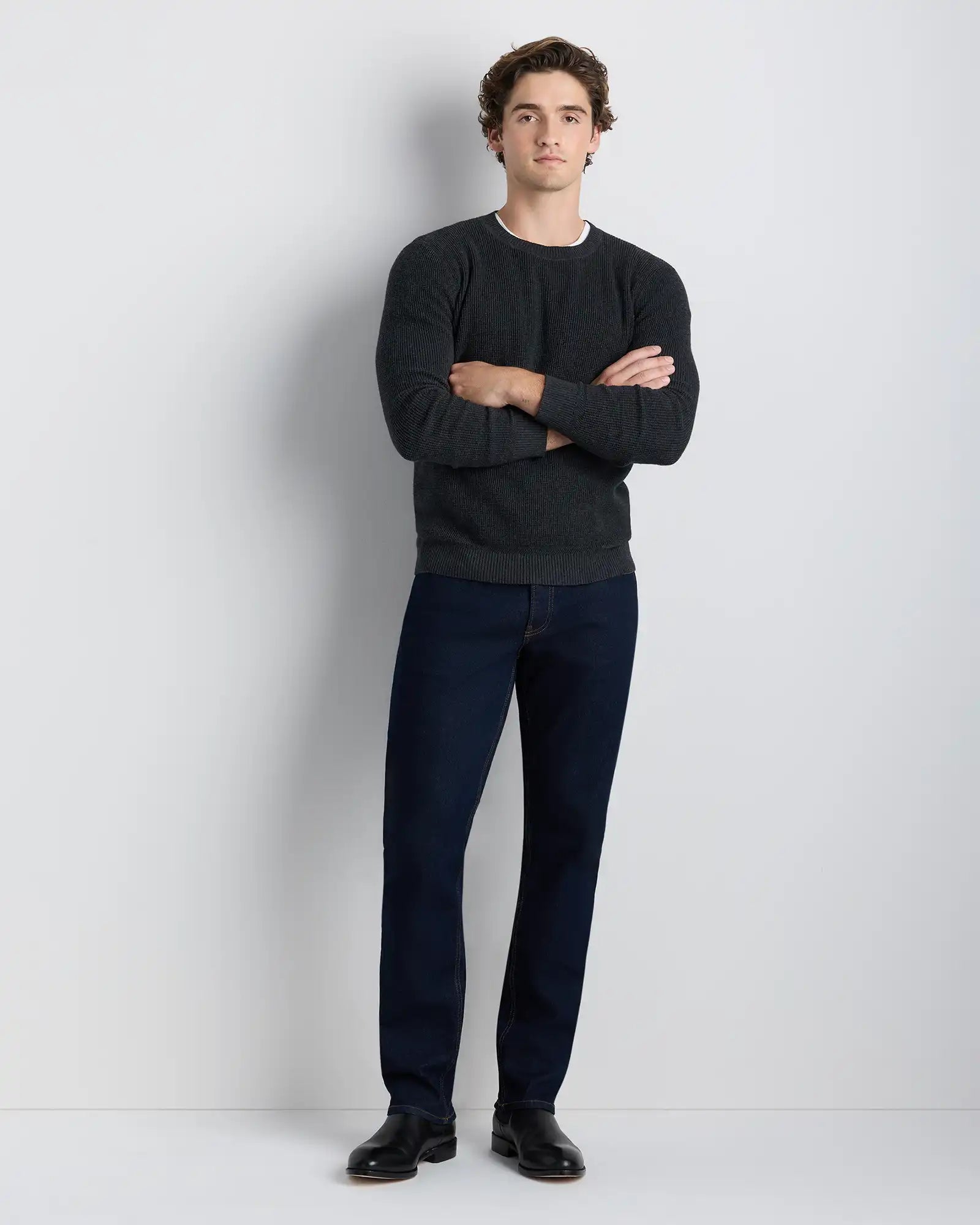 Organic Cotton Cashmere Waffle Crewneck Sweater