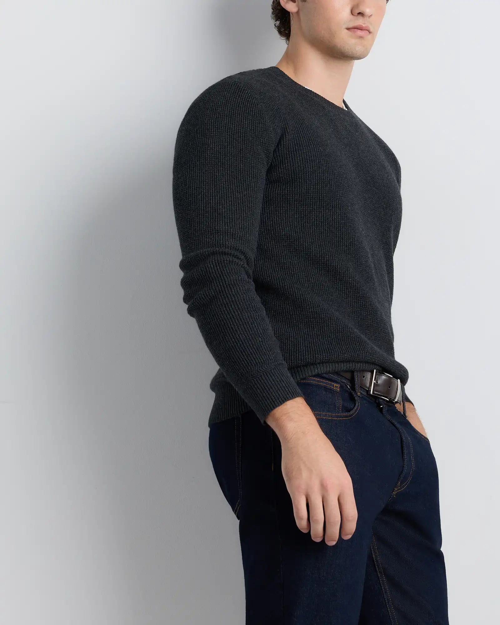 Organic Cotton Cashmere Waffle Crewneck Sweater