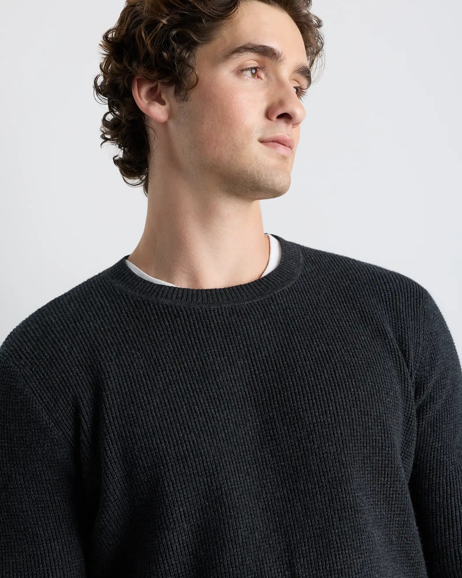 Organic Cotton Cashmere Waffle Crewneck Sweater