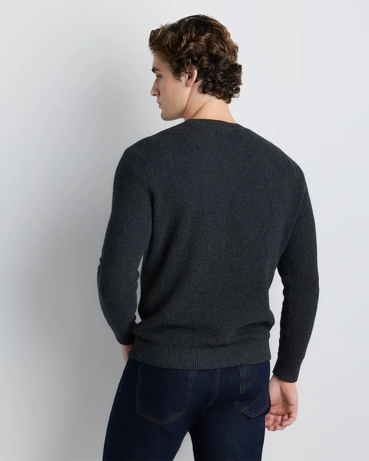 Organic Cotton Cashmere Waffle Crewneck Sweater