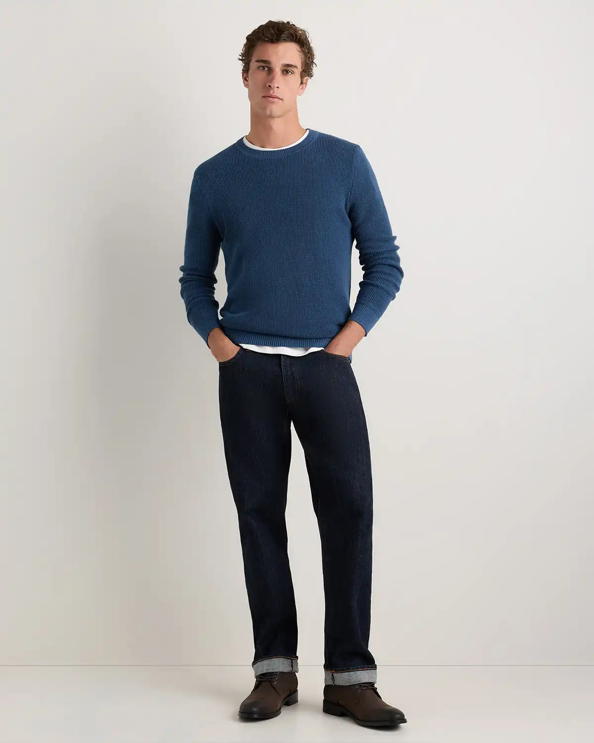 Organic Cotton Cashmere Waffle Crewneck Sweater