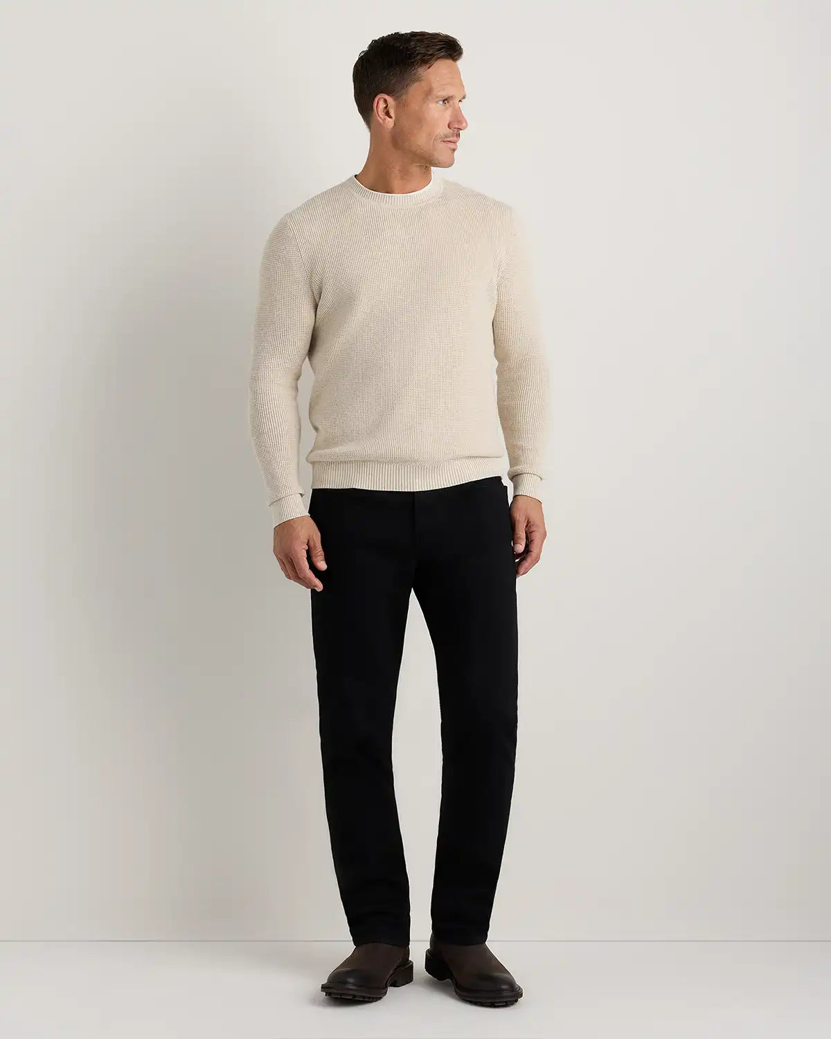 Organic Cotton Cashmere Waffle Crewneck Sweater