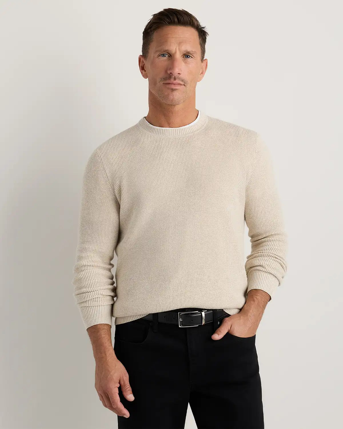 Organic Cotton Cashmere Waffle Crewneck Sweater