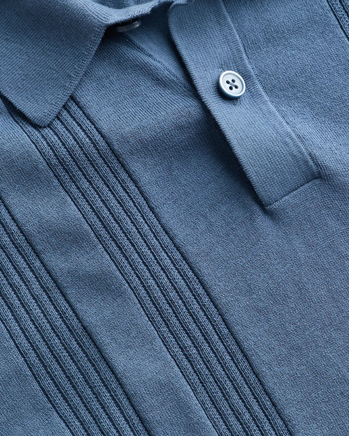 Cotton-Silk Ribbed Short Sleeve Sweater Polo