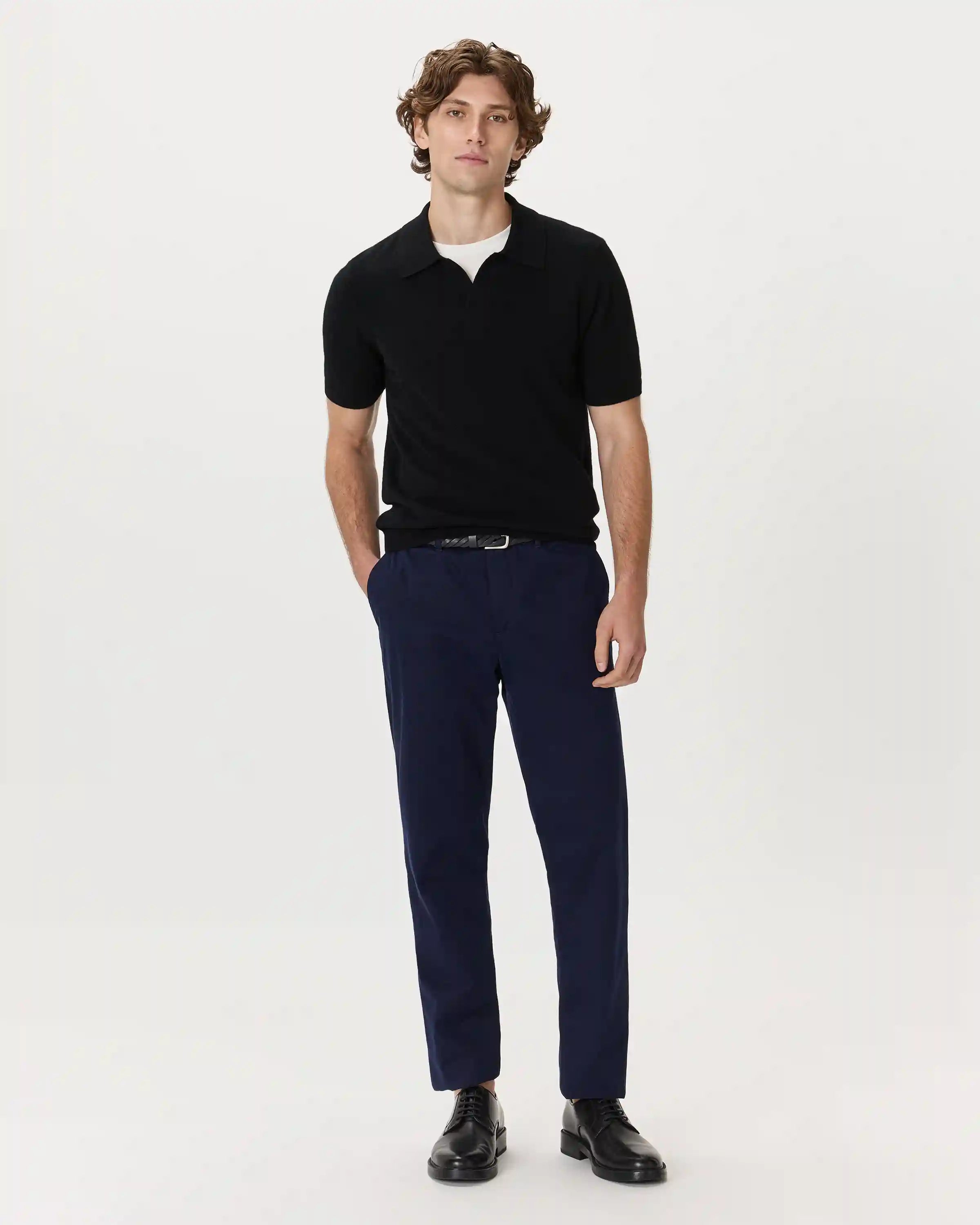 100% Mongolian Cashmere Johnny Collar Polo Sweater