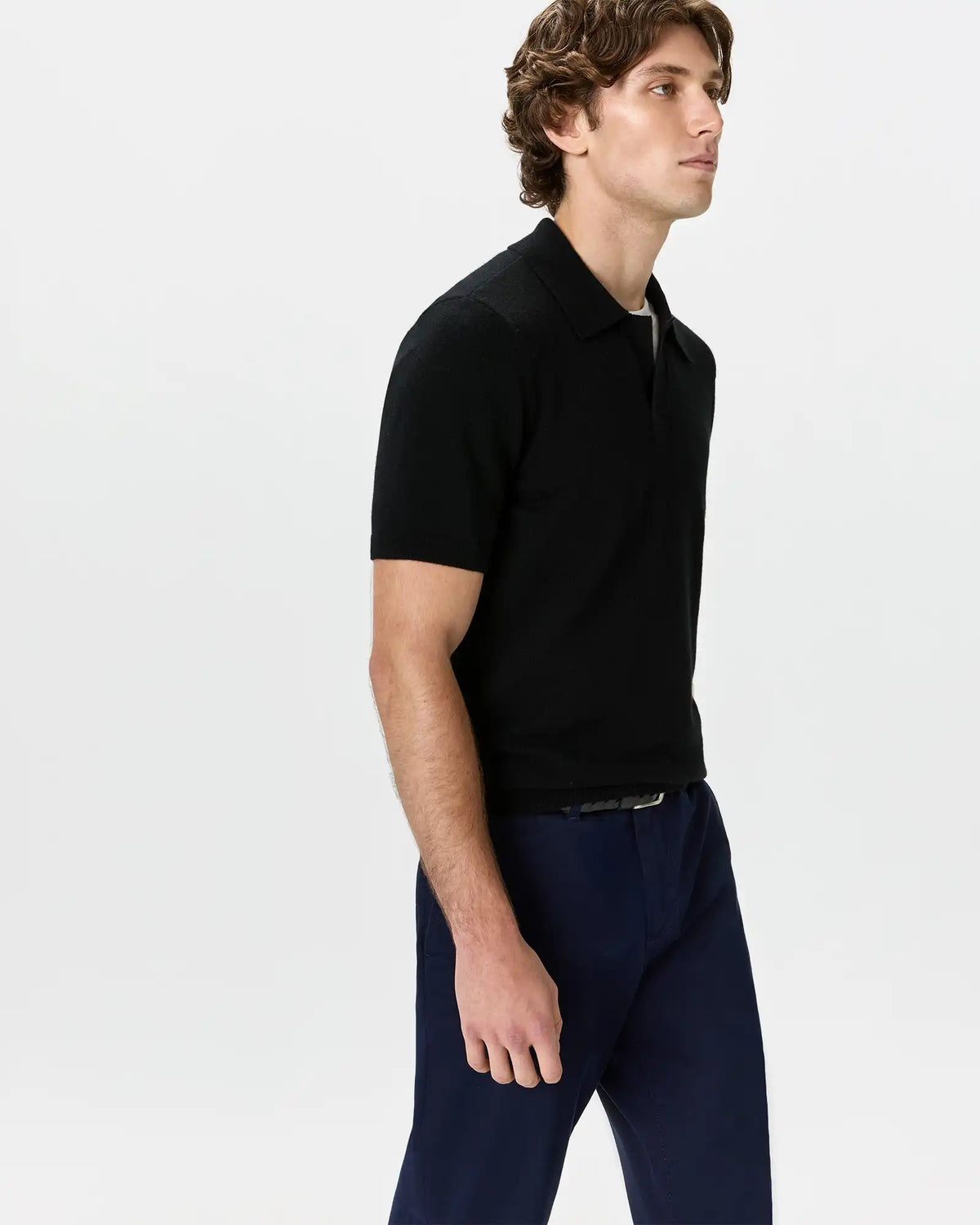 100% Mongolian Cashmere Johnny Collar Polo Sweater