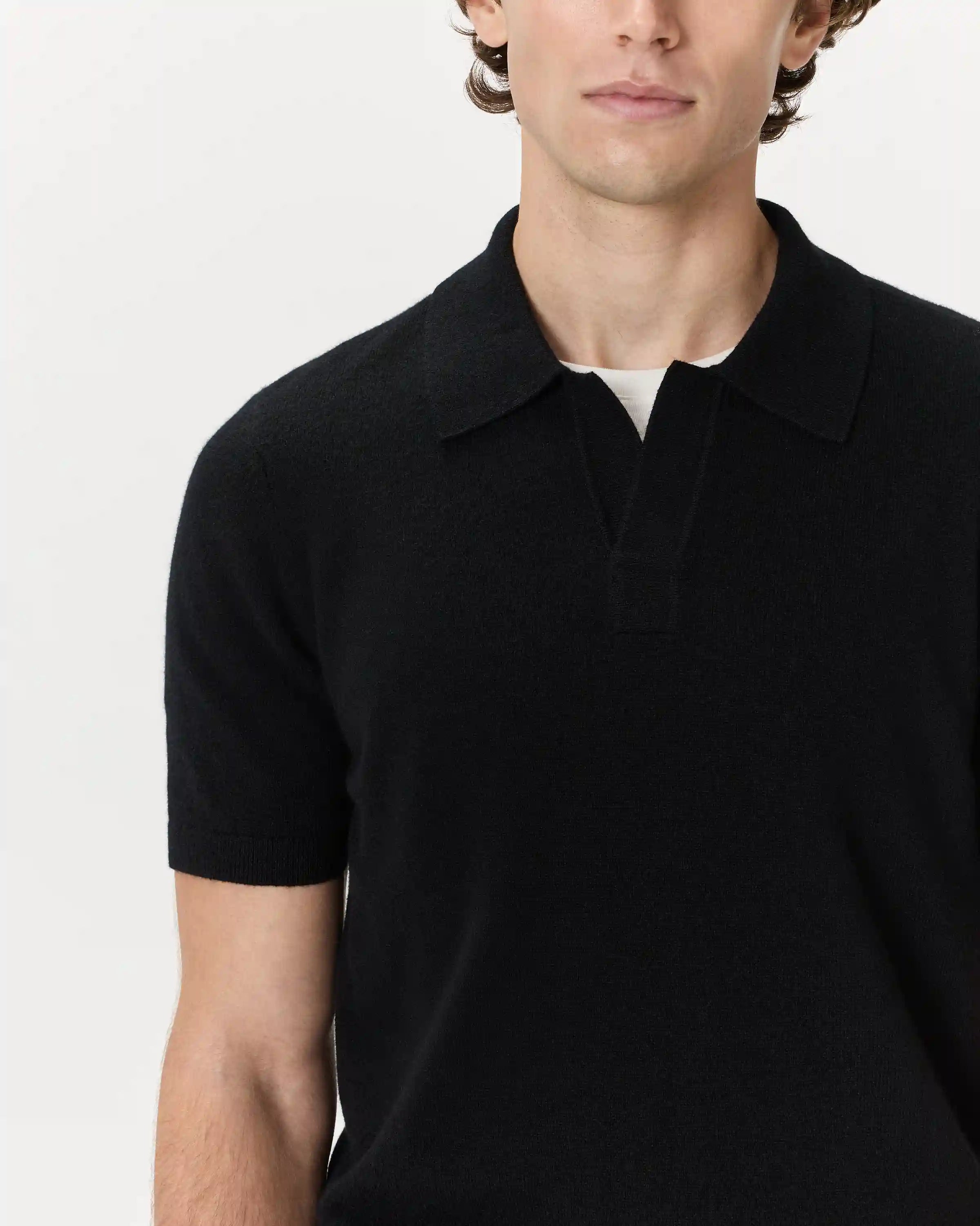 100% Mongolian Cashmere Johnny Collar Polo Sweater