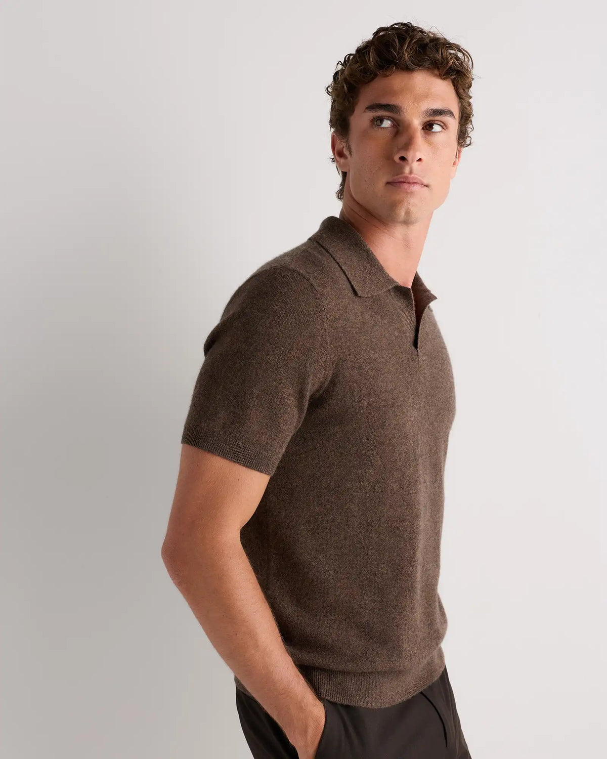 100% Mongolian Cashmere Johnny Collar Polo Sweater