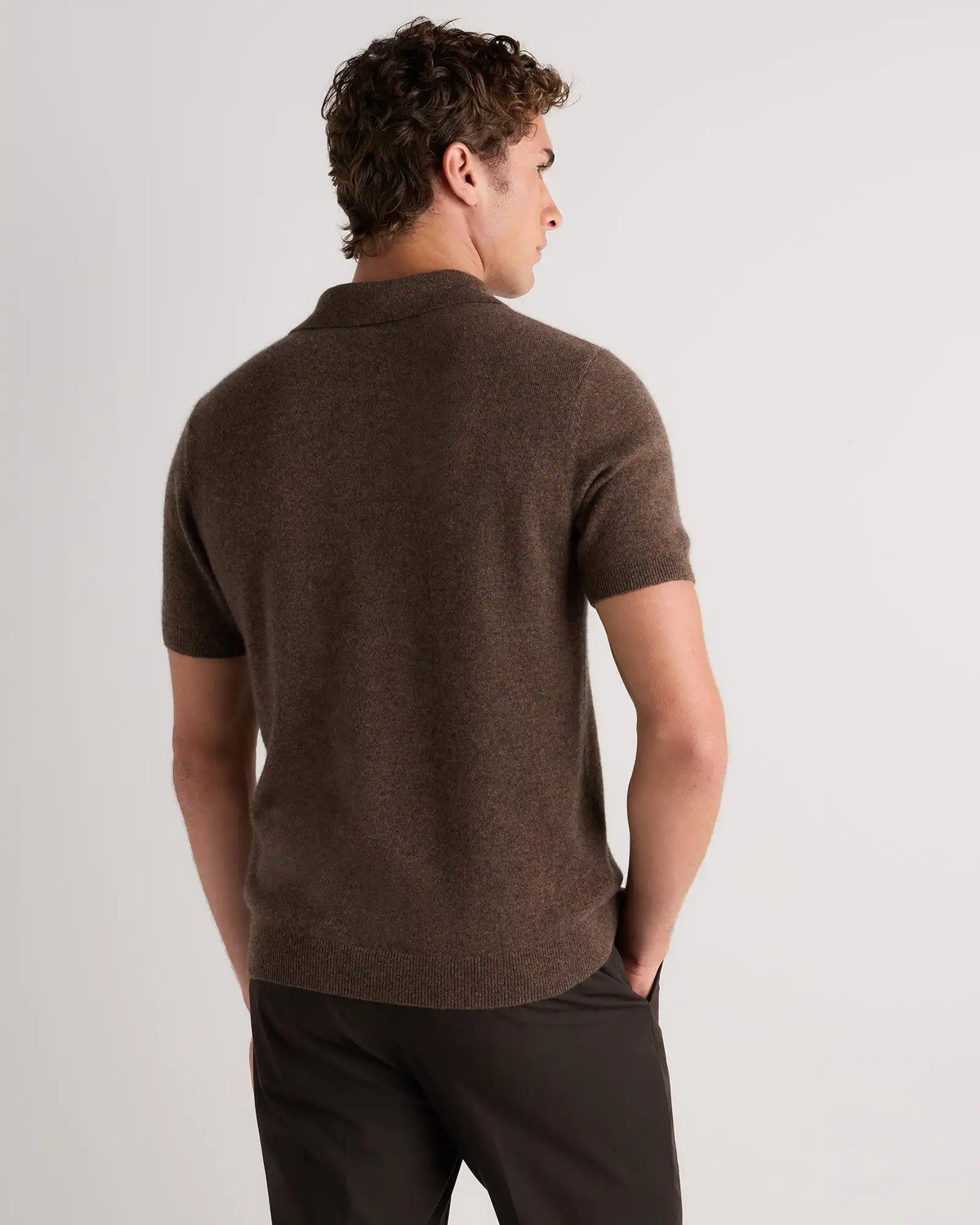 100% Mongolian Cashmere Johnny Collar Polo Sweater