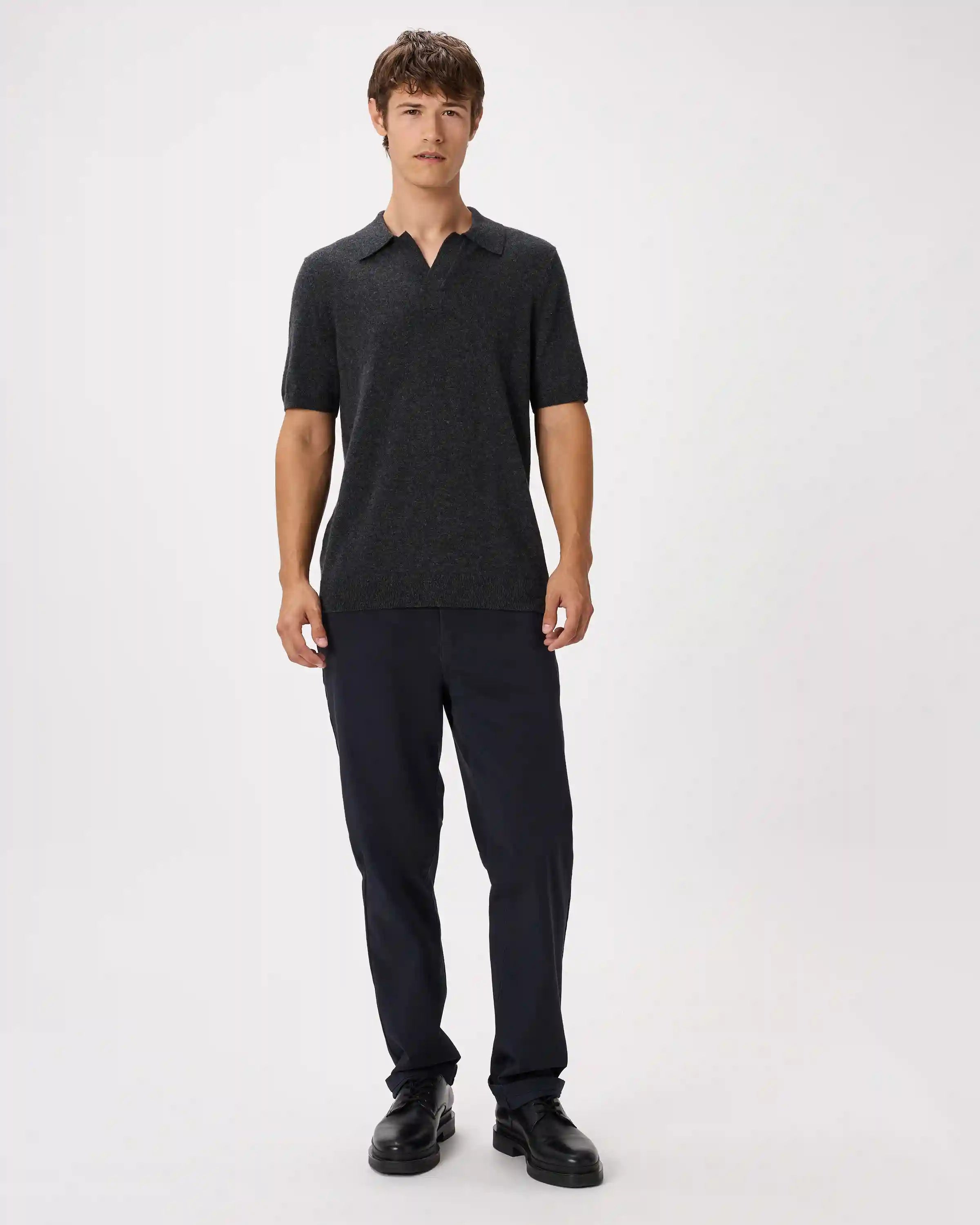 100% Mongolian Cashmere Johnny Collar Polo Sweater
