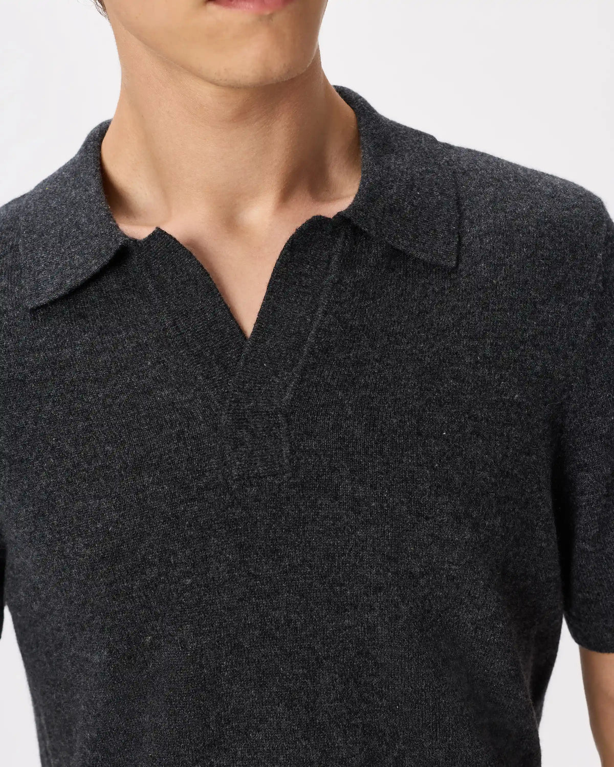 100% Mongolian Cashmere Johnny Collar Polo Sweater