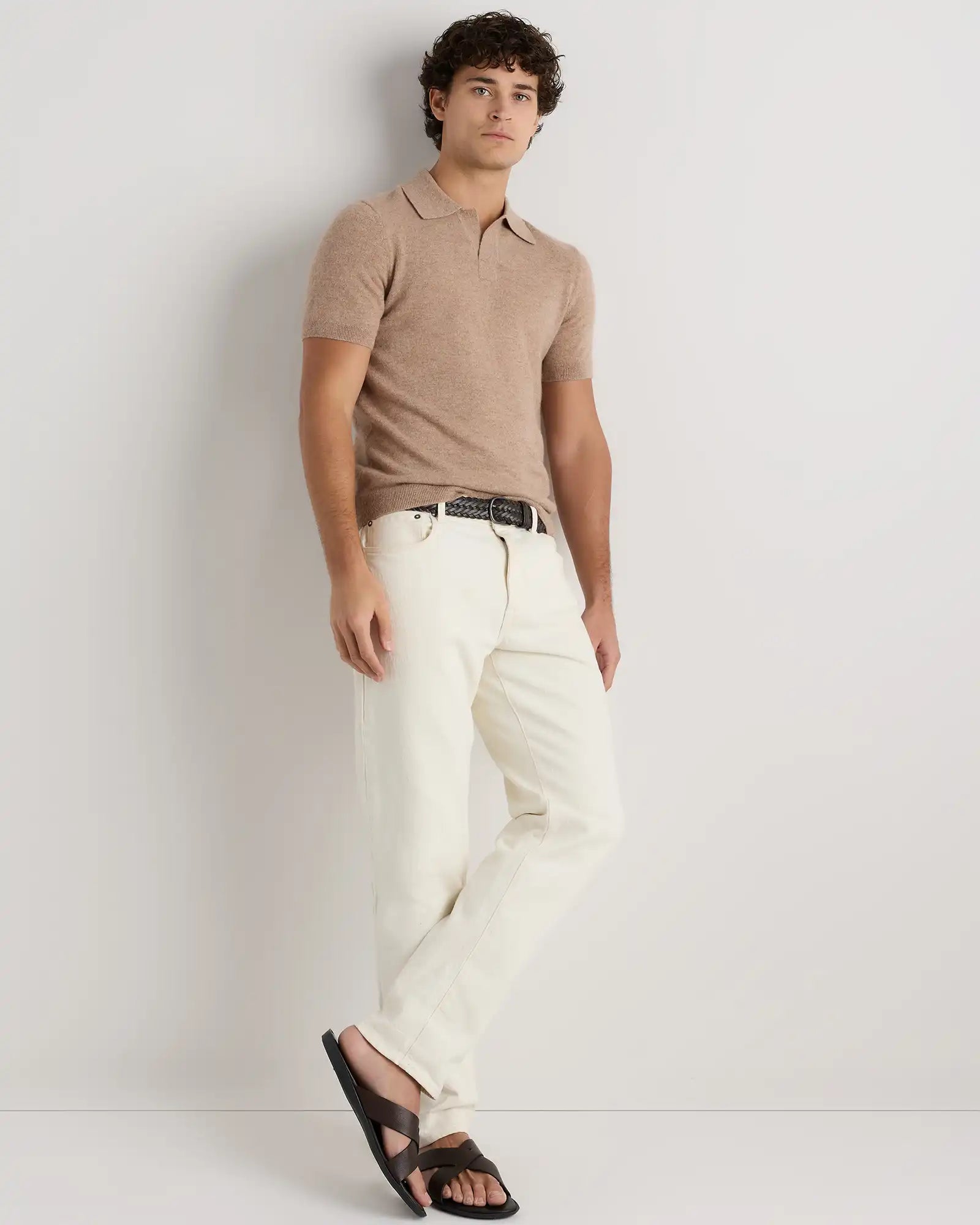 100% Mongolian Cashmere Johnny Collar Polo Sweater
