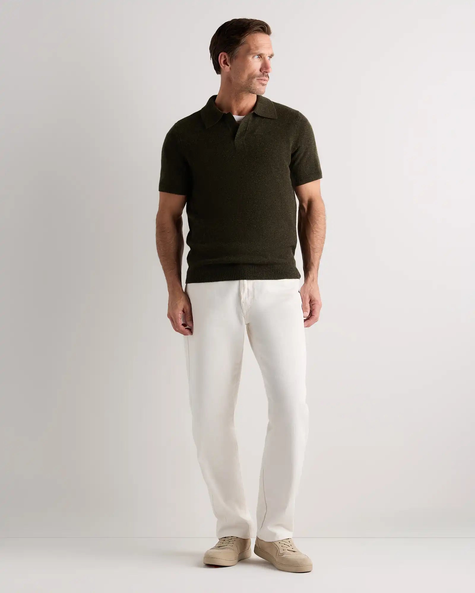 100% Mongolian Cashmere Johnny Collar Polo Sweater