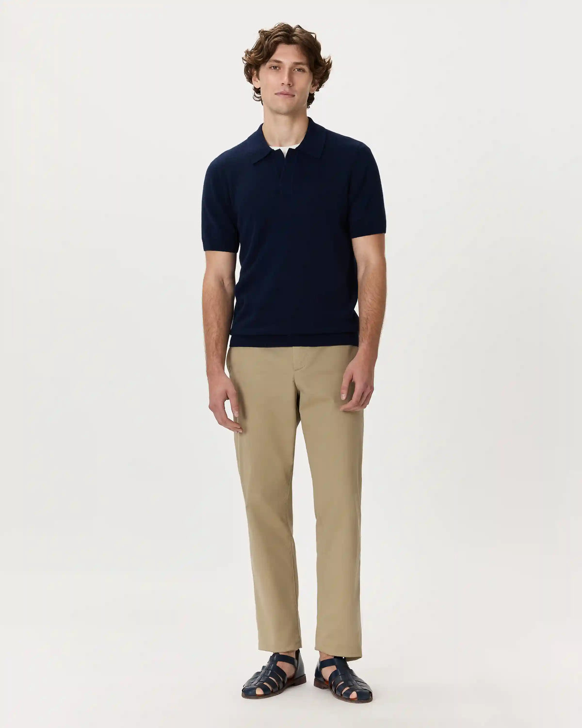 100% Mongolian Cashmere Johnny Collar Polo Sweater