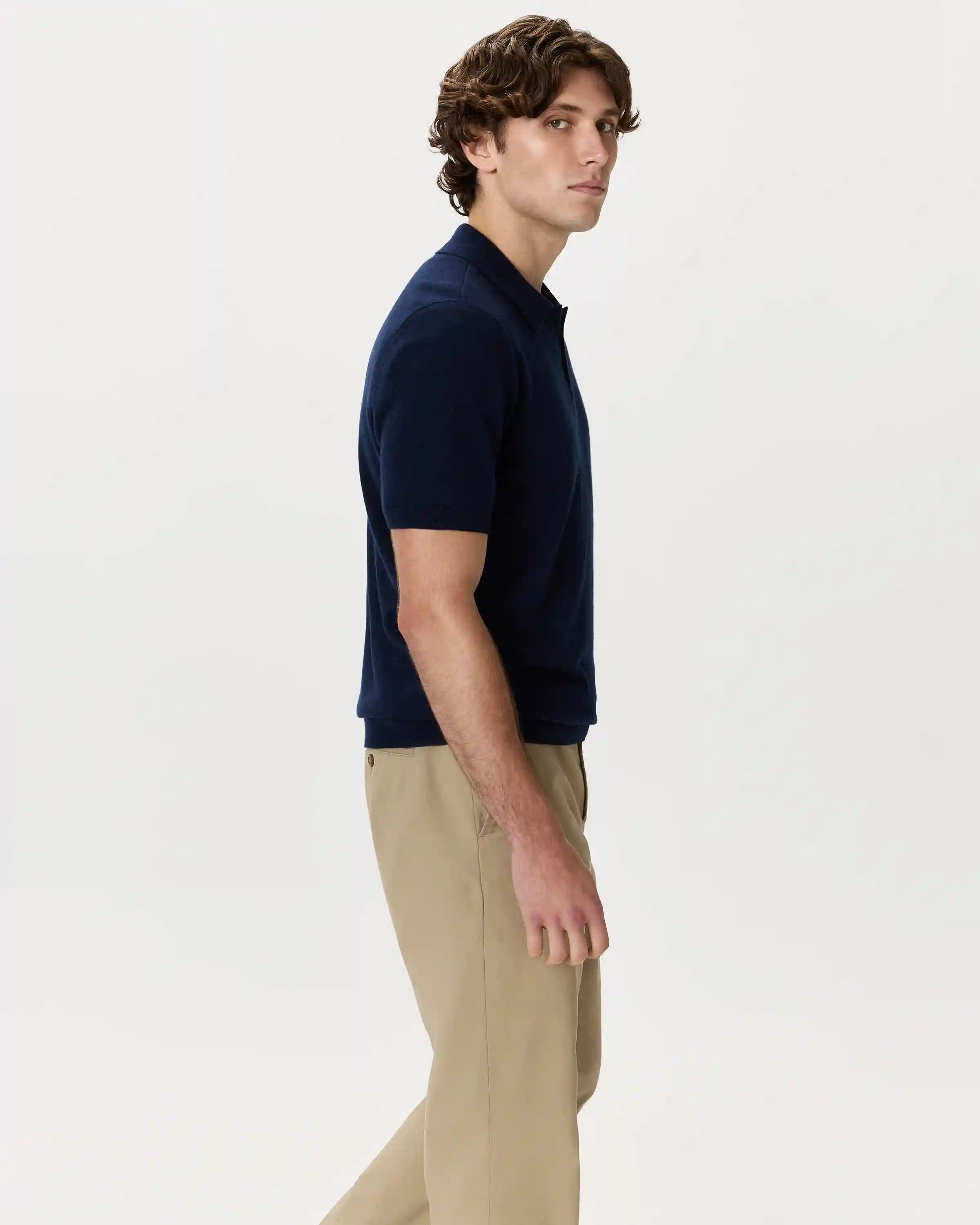 100% Mongolian Cashmere Johnny Collar Polo Sweater