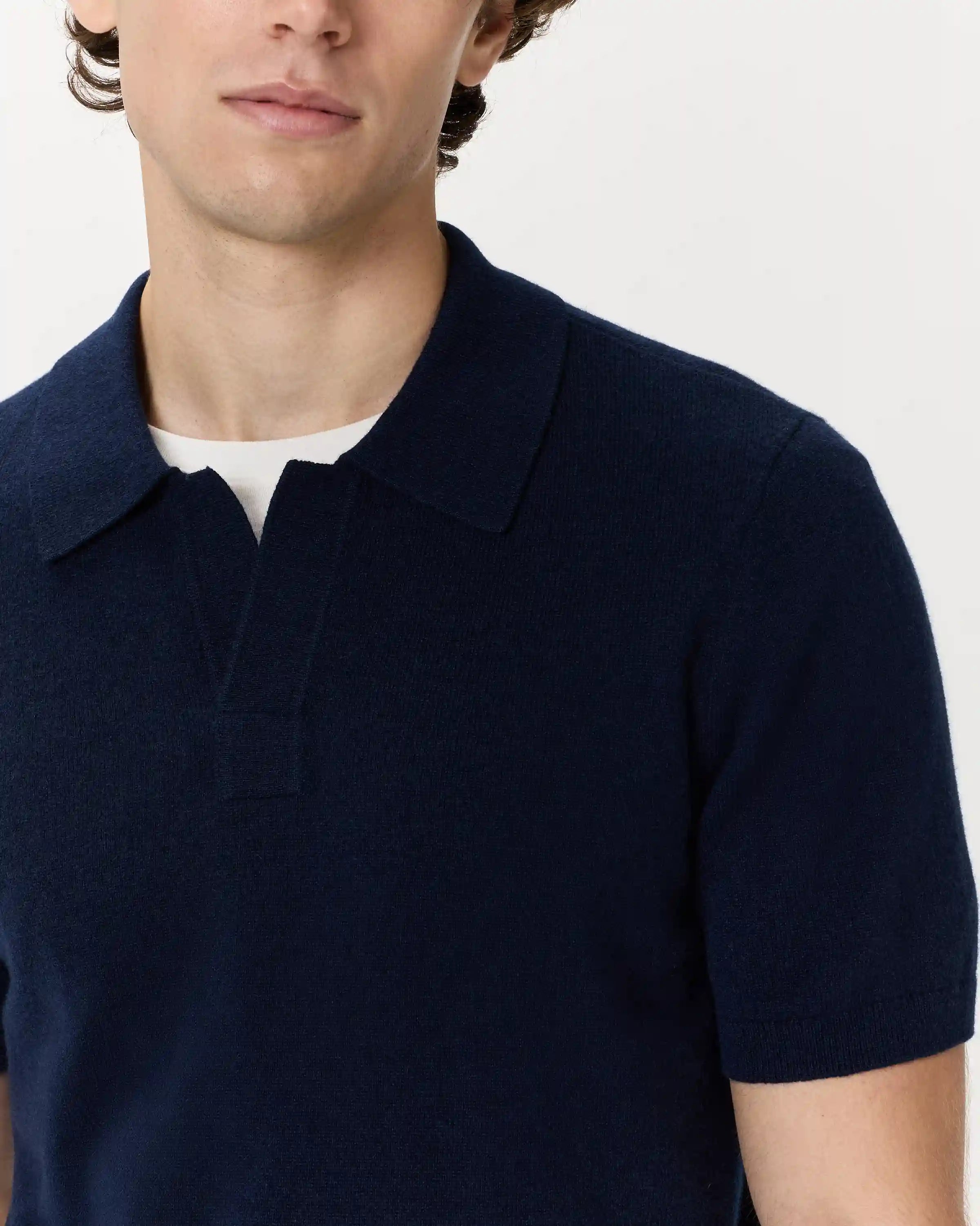 100% Mongolian Cashmere Johnny Collar Polo Sweater