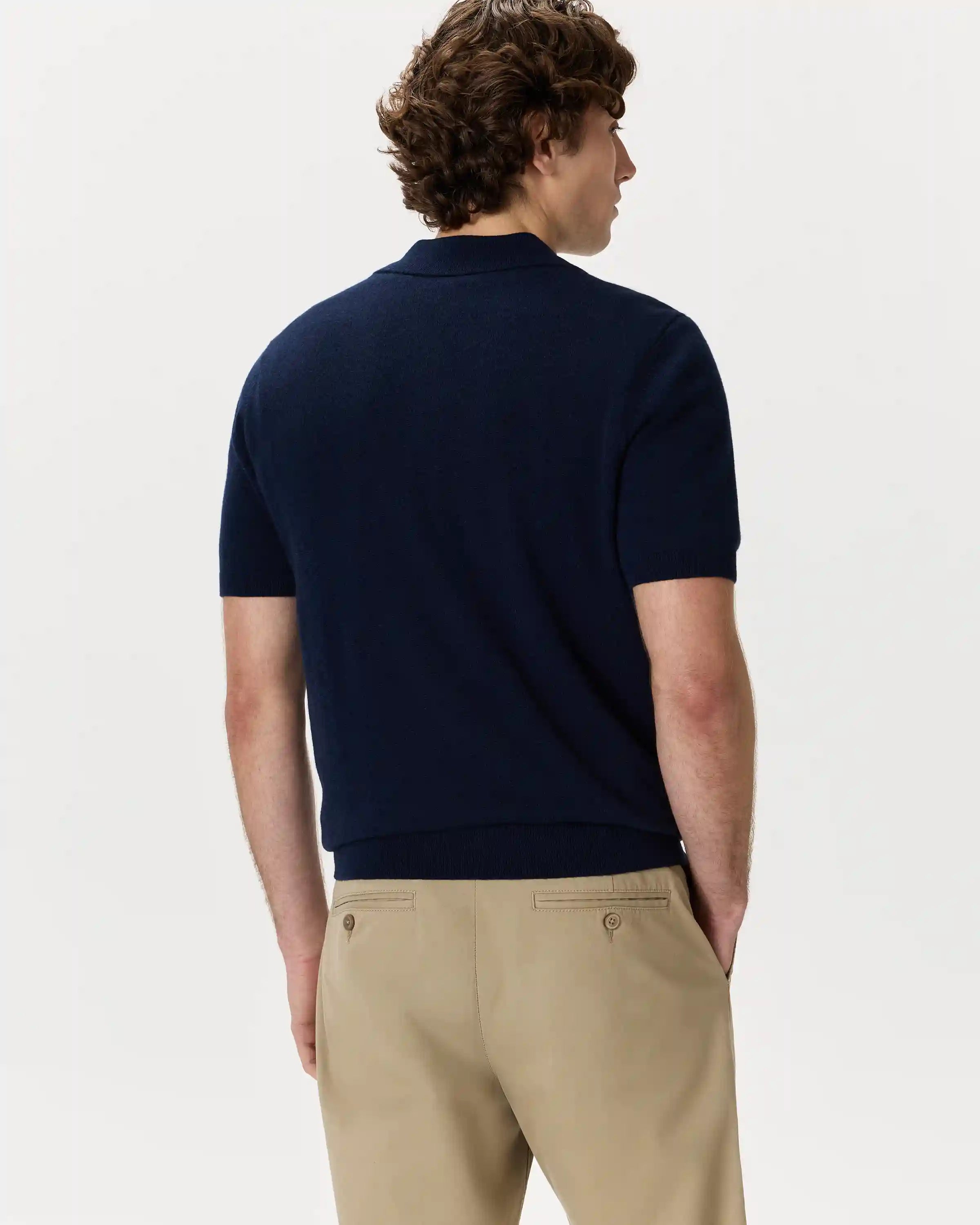 100% Mongolian Cashmere Johnny Collar Polo Sweater