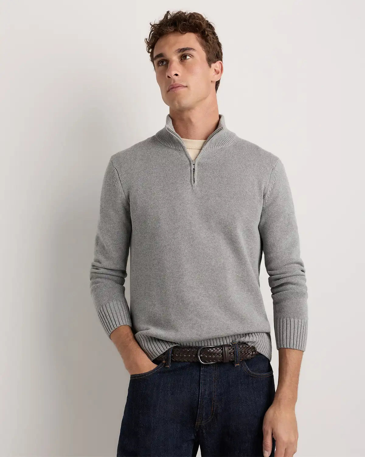 100% Organic Cotton Quarter-Zip Sweater