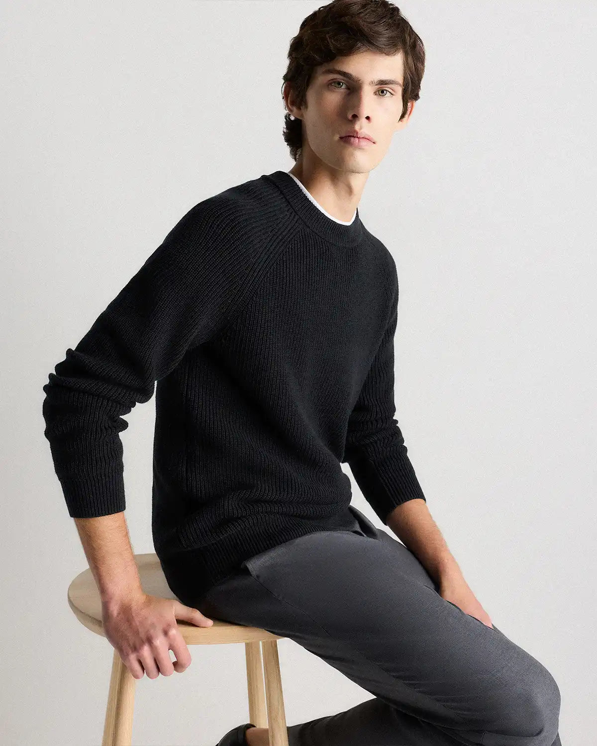 100% Organic Cotton Ribbed Crewneck Sweater