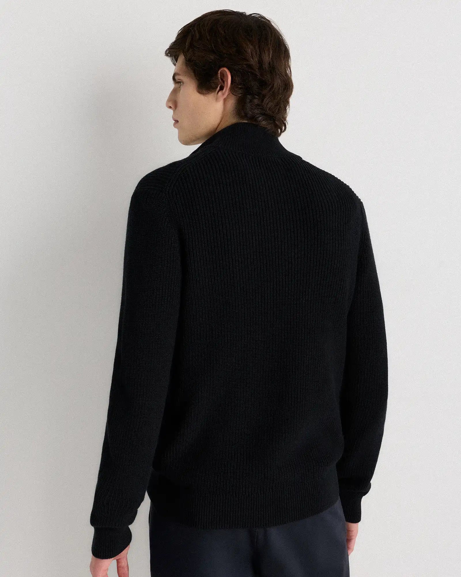100% Organic Cotton Ribbed Quarter-Zip Sweater