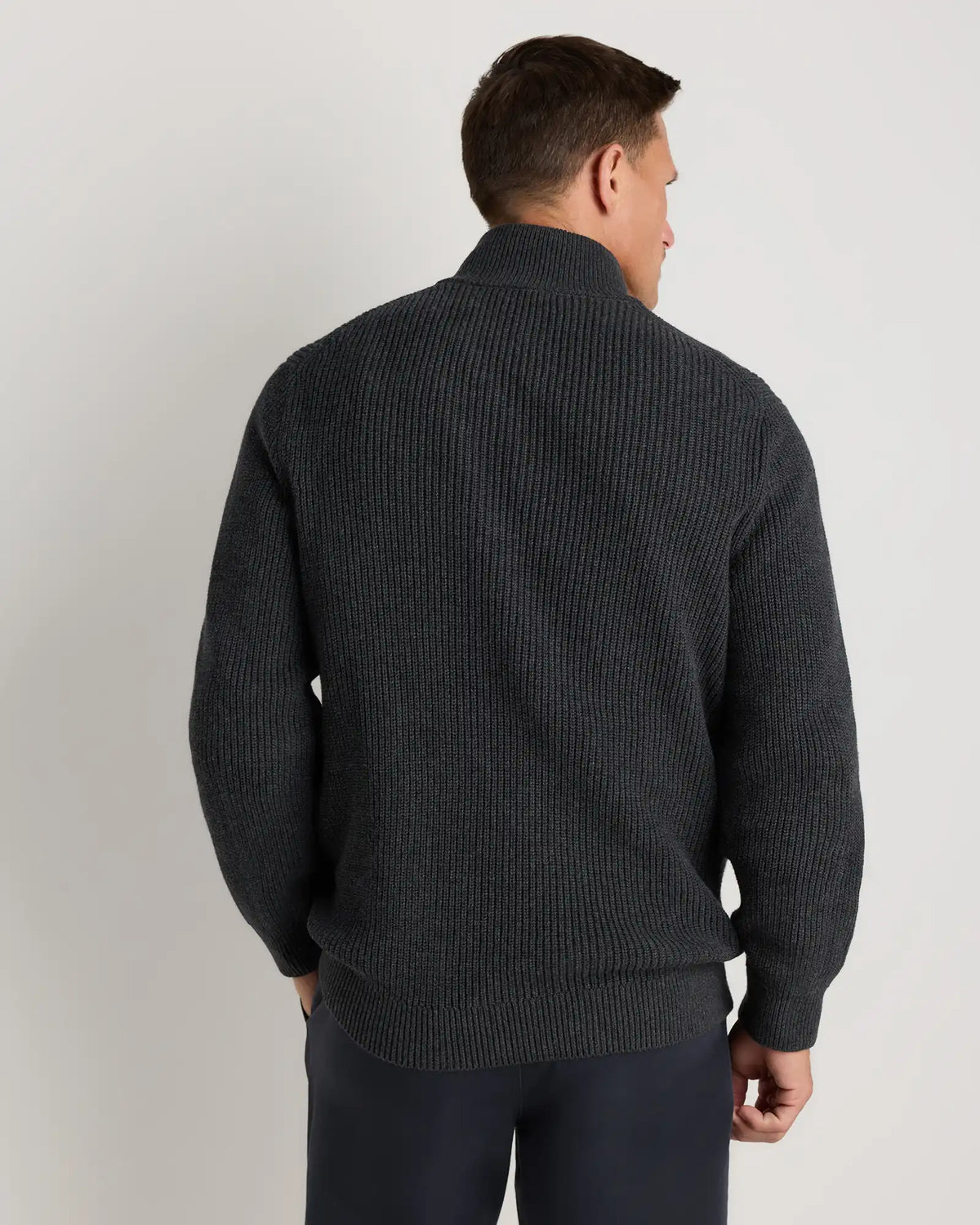 100% Organic Cotton Ribbed Quarter-Zip Sweater