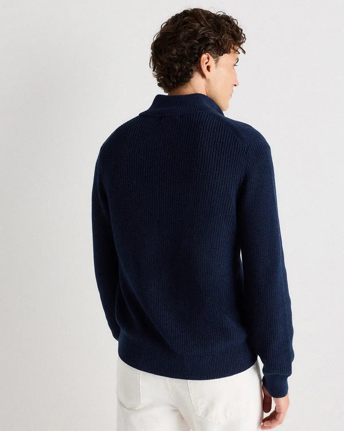 100% Organic Cotton Ribbed Quarter-Zip Sweater