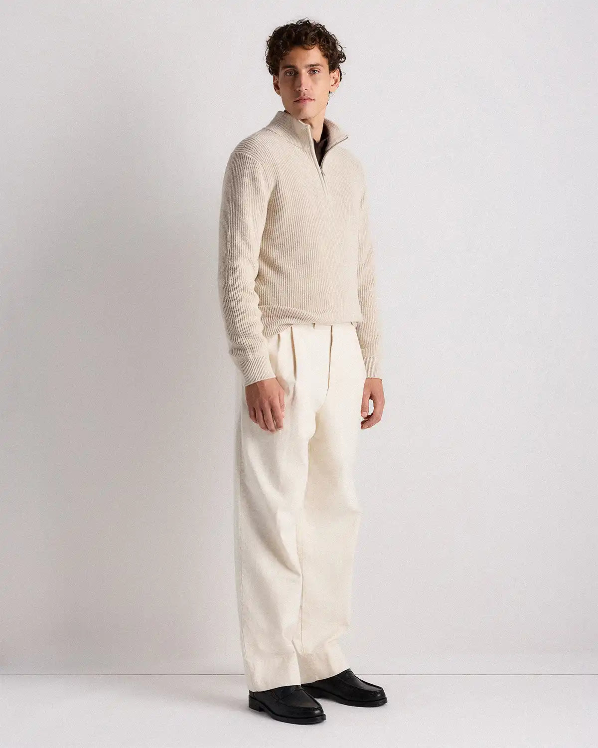 100% Organic Cotton Ribbed Quarter-Zip Sweater
