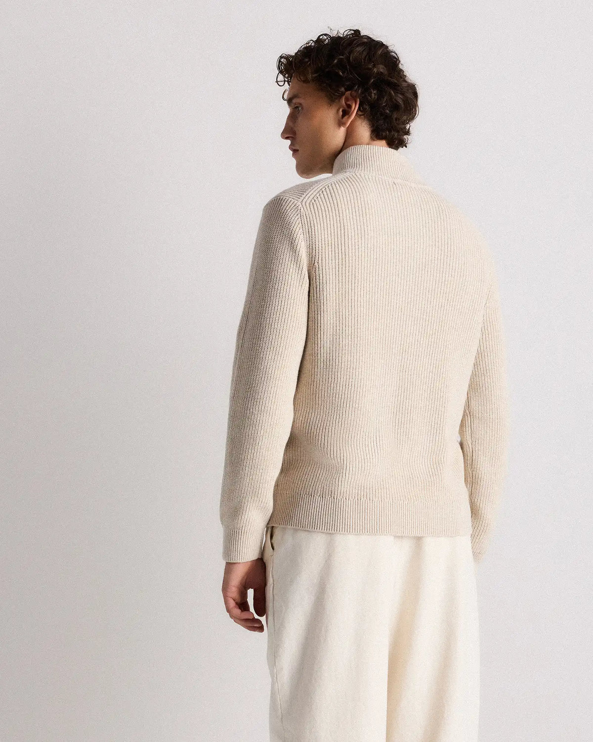 100% Organic Cotton Ribbed Quarter-Zip Sweater