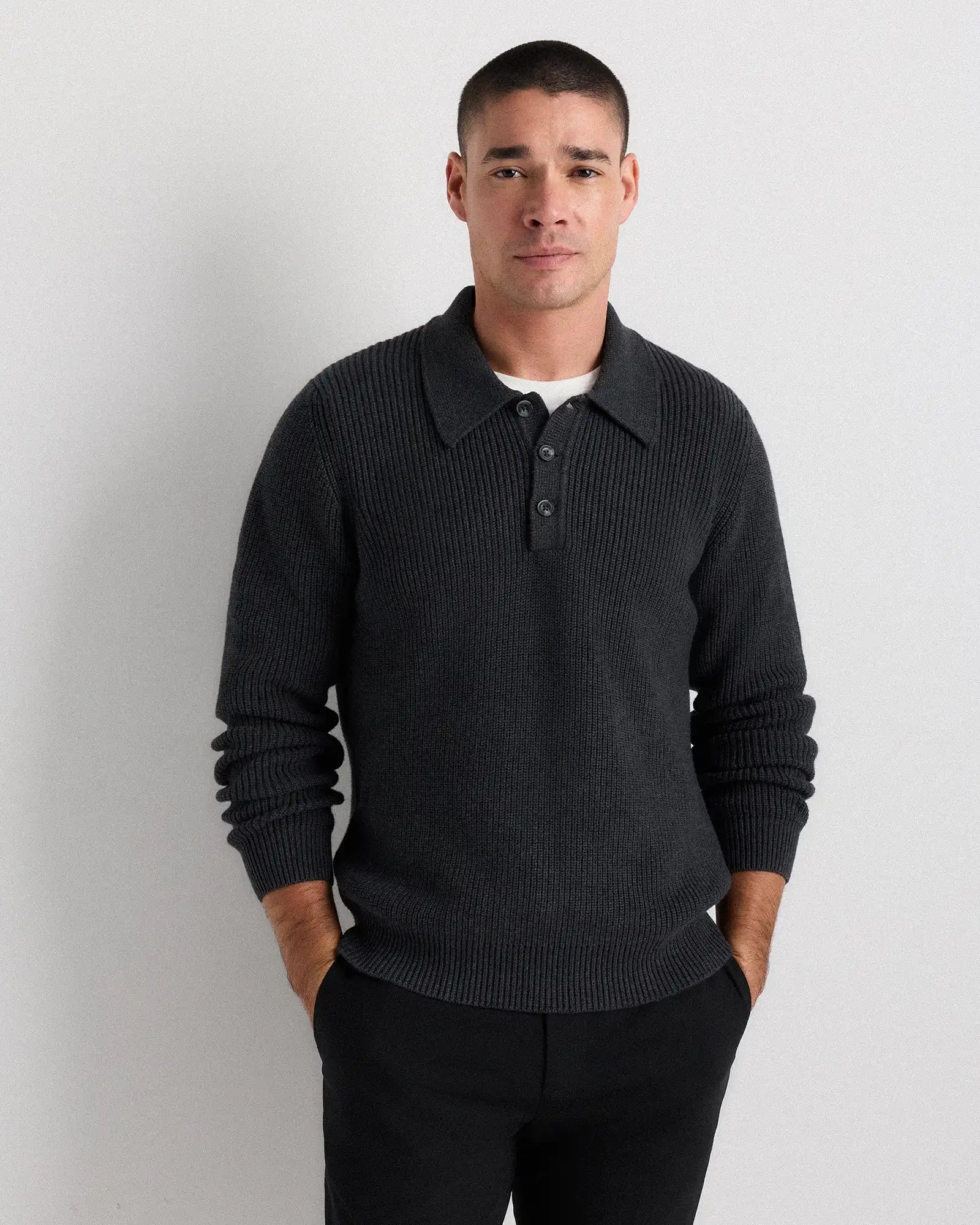 100% Organic Cotton Ribbed Polo Sweater