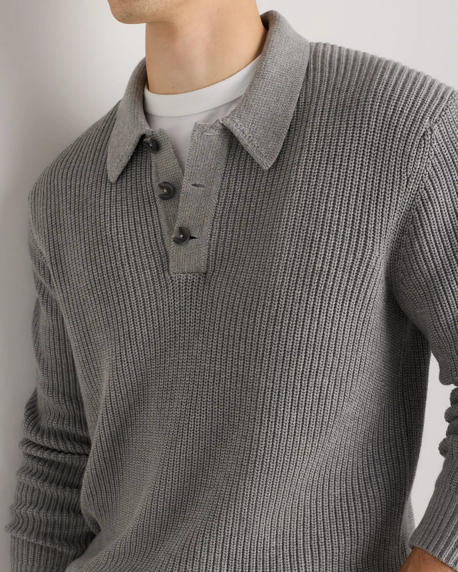100% Organic Cotton Ribbed Polo Sweater