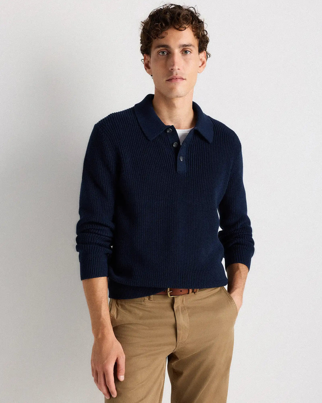 100% Organic Cotton Ribbed Polo Sweater