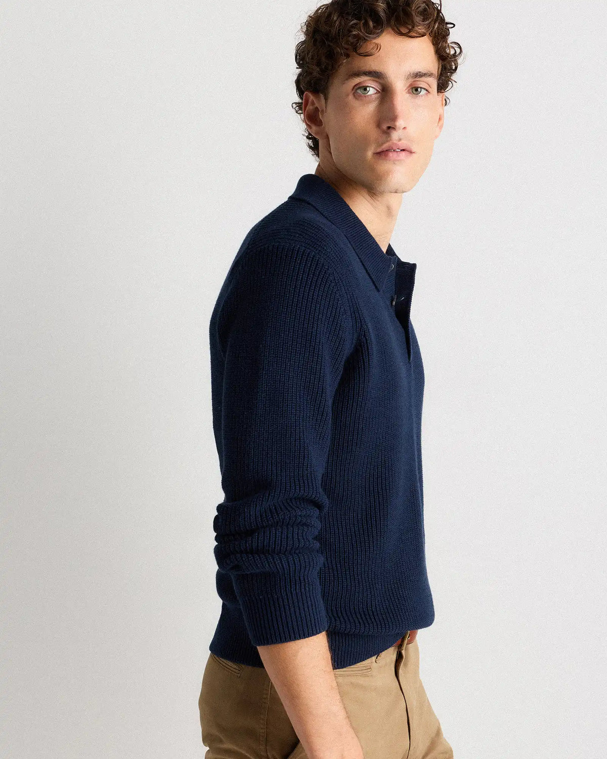 100% Organic Cotton Ribbed Polo Sweater
