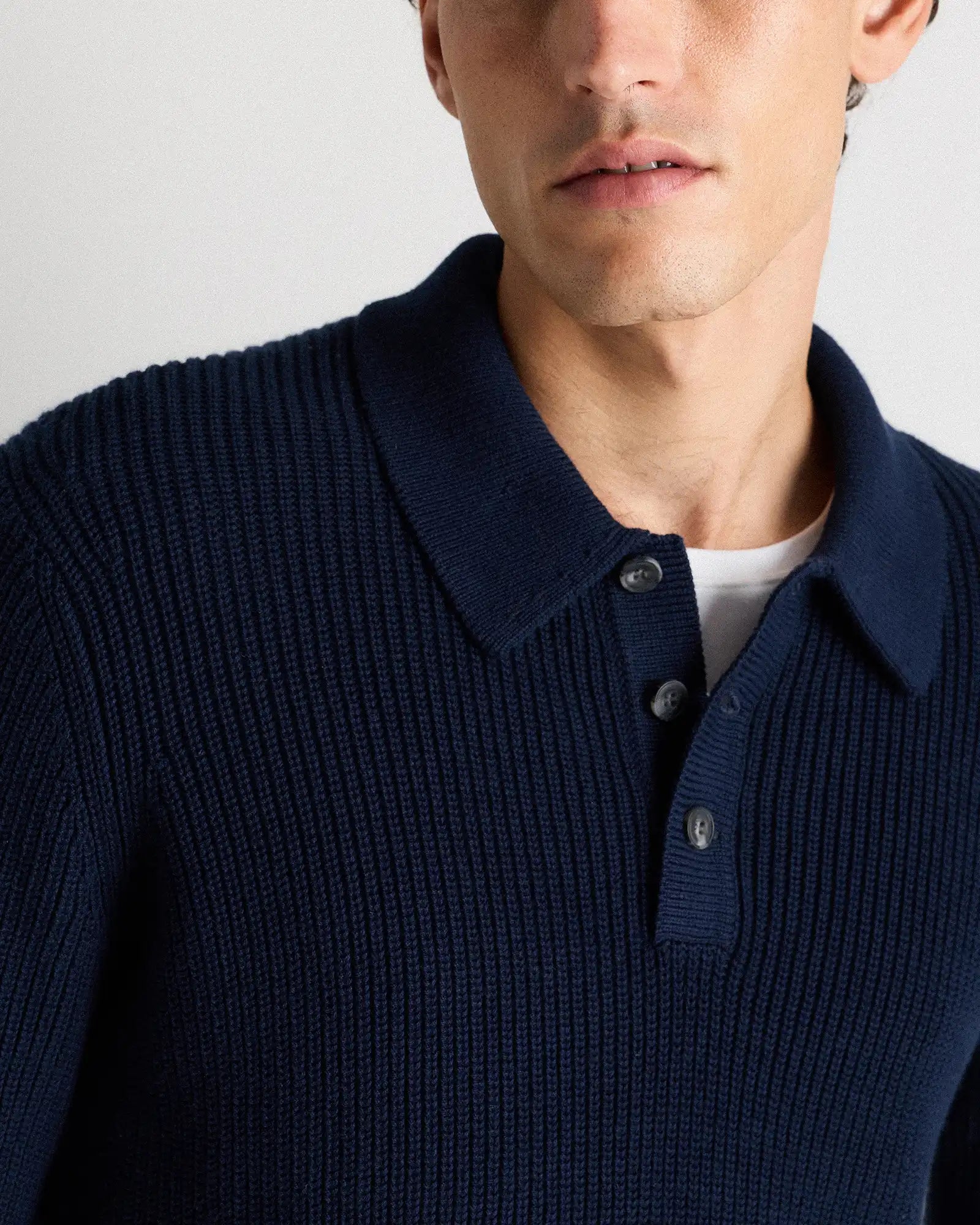 100% Organic Cotton Ribbed Polo Sweater