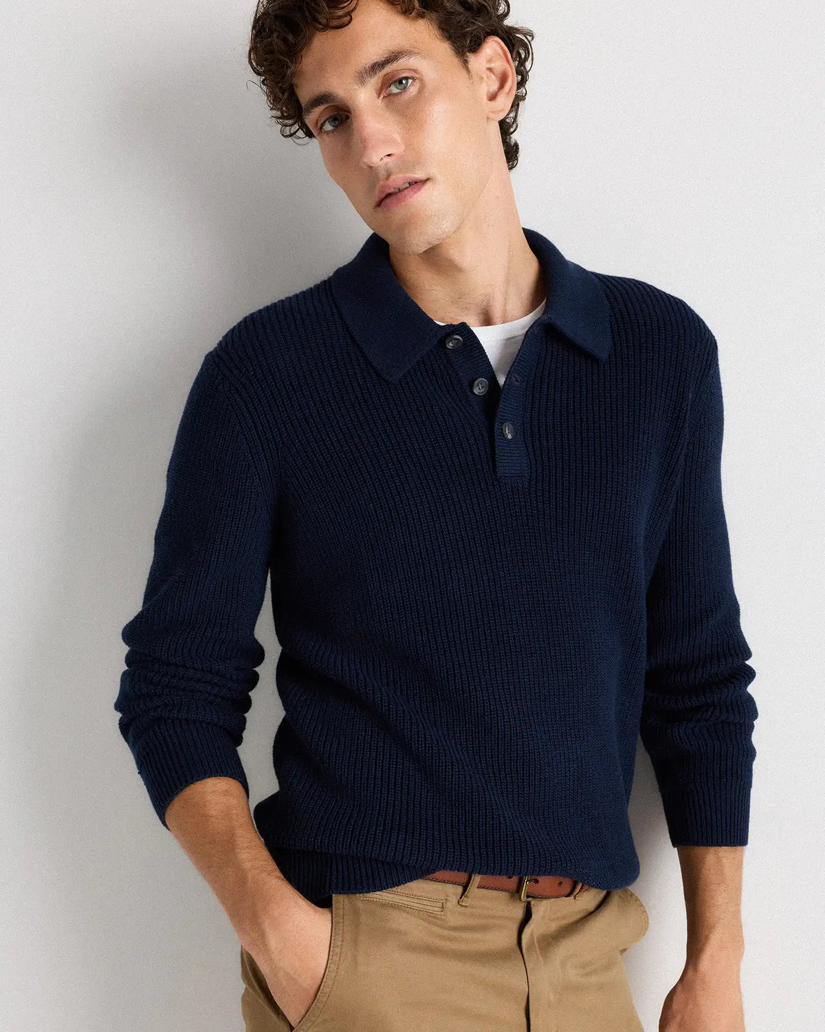 100% Organic Cotton Ribbed Polo Sweater
