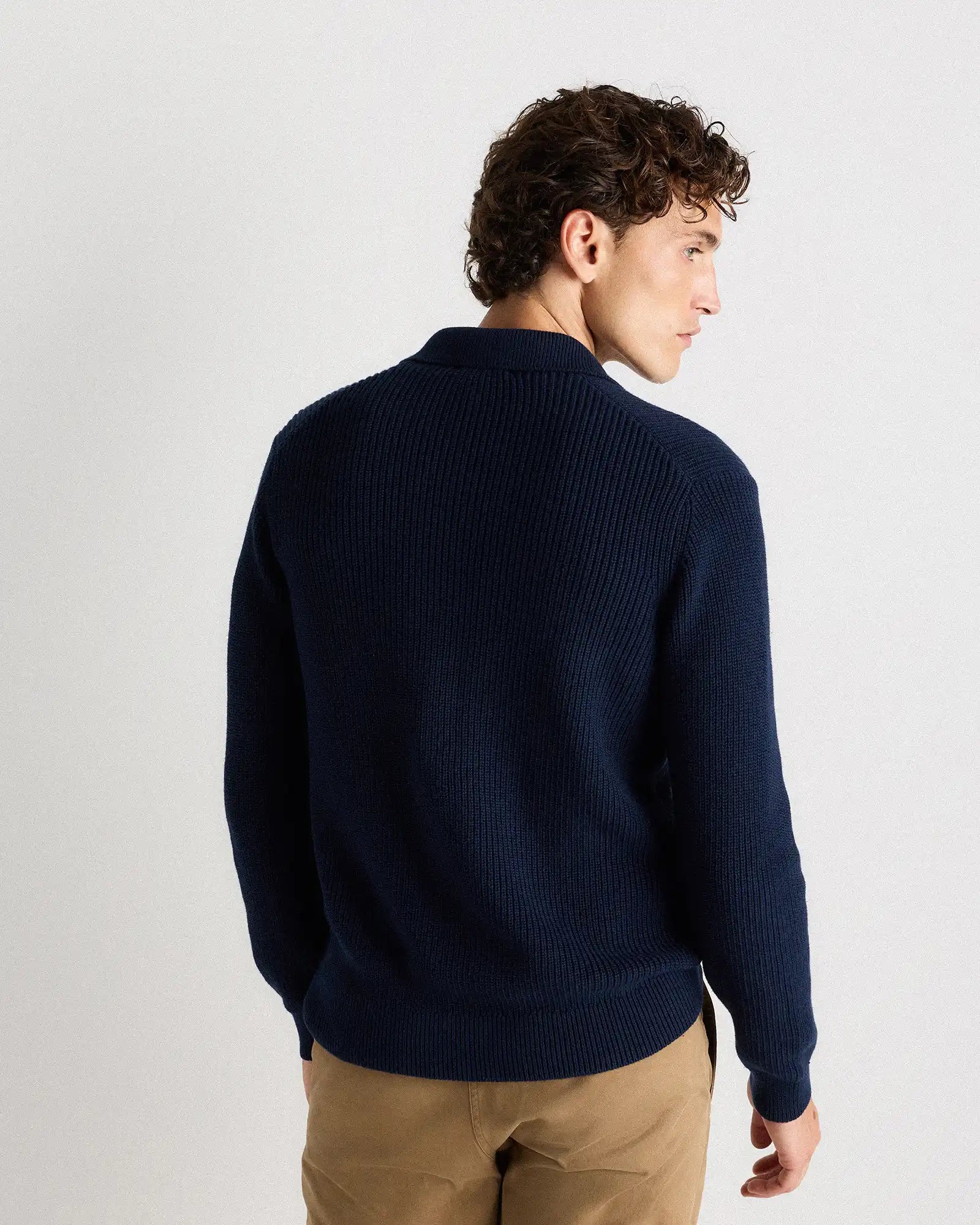 100% Organic Cotton Ribbed Polo Sweater