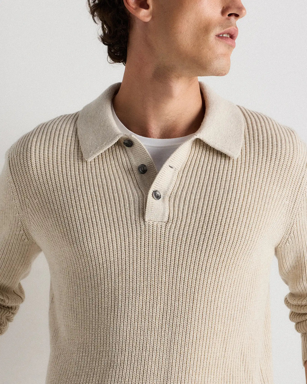 100% Organic Cotton Ribbed Polo Sweater