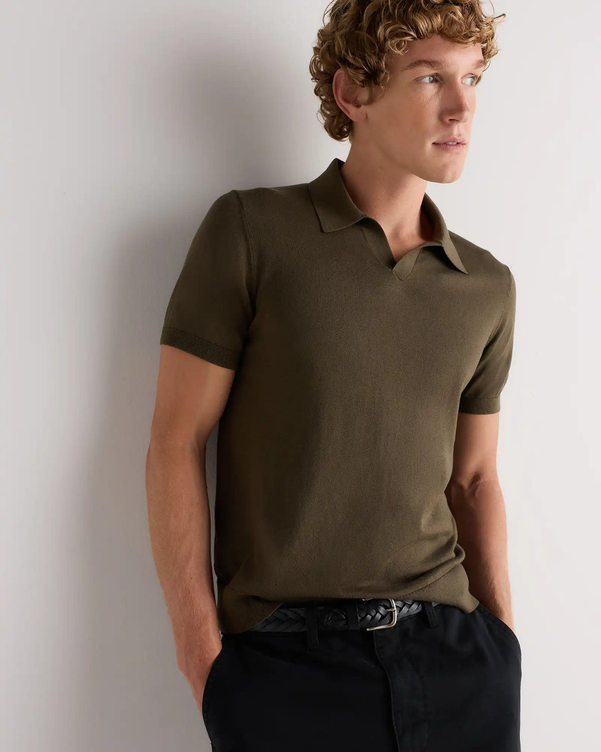 Cotton-Silk Johnny Collar Polo