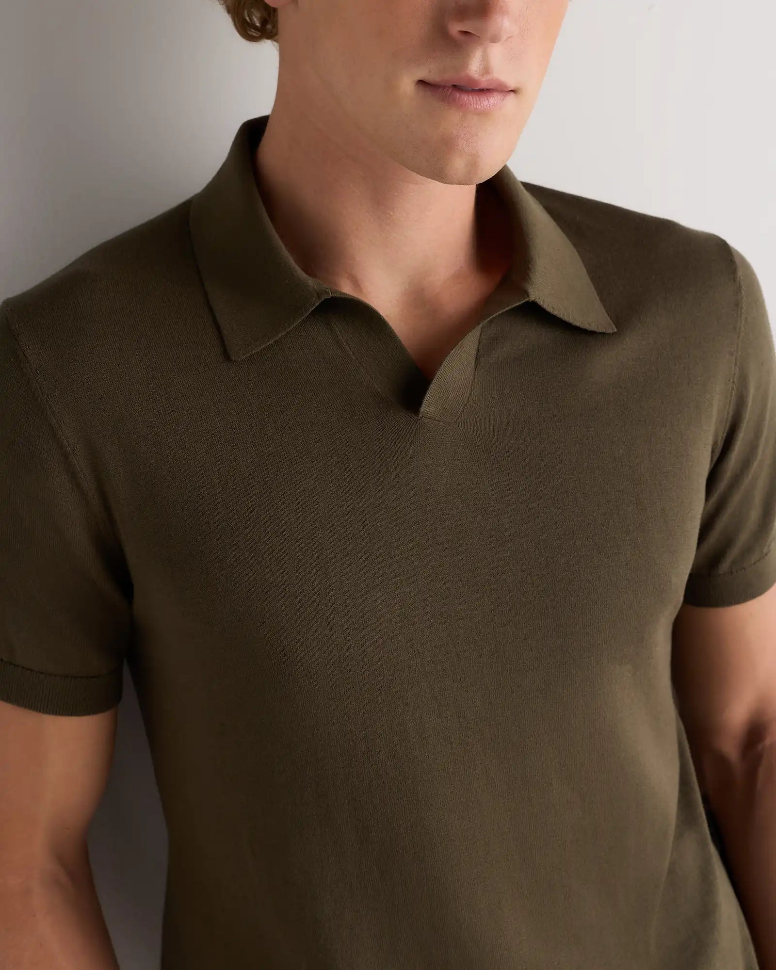 Cotton-Silk Johnny Collar Polo