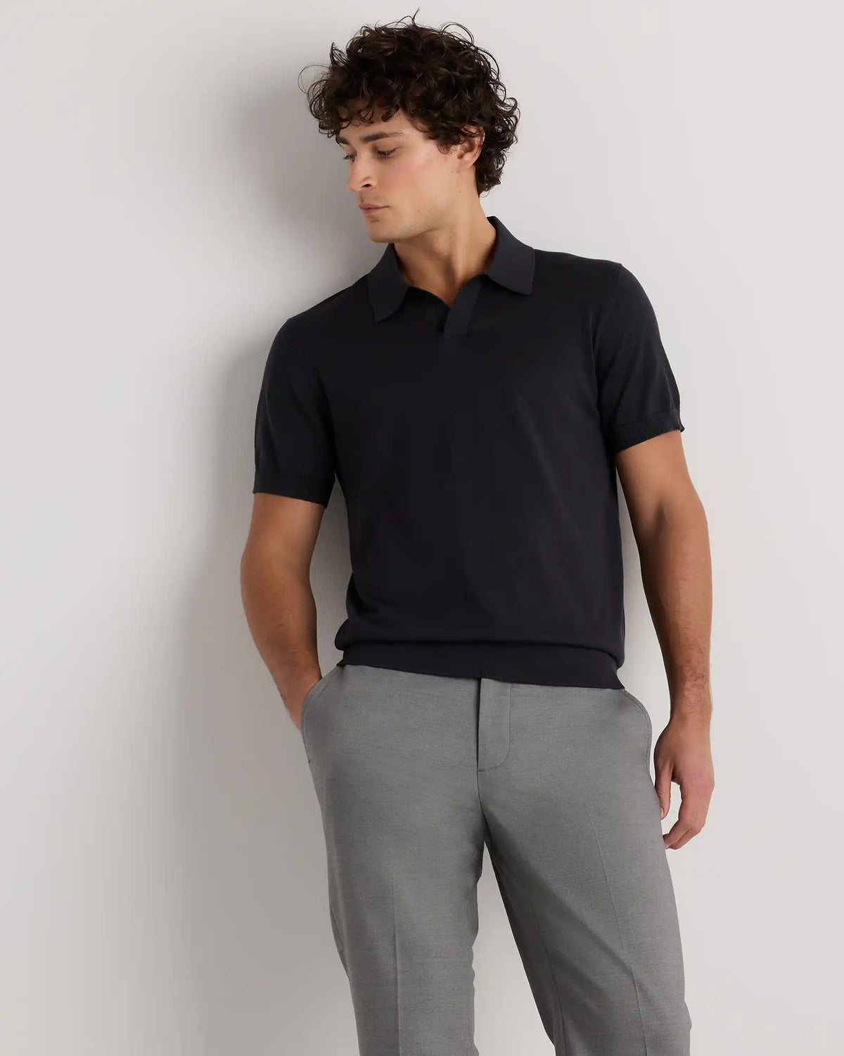 Cotton-Silk Johnny Collar Polo