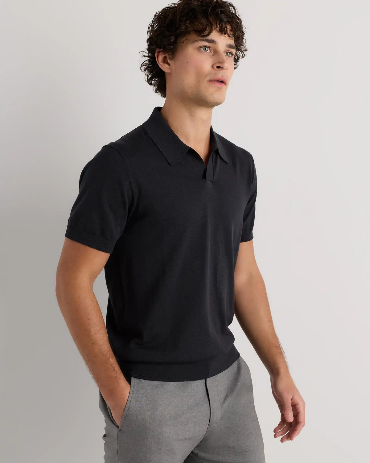 Cotton-Silk Johnny Collar Polo