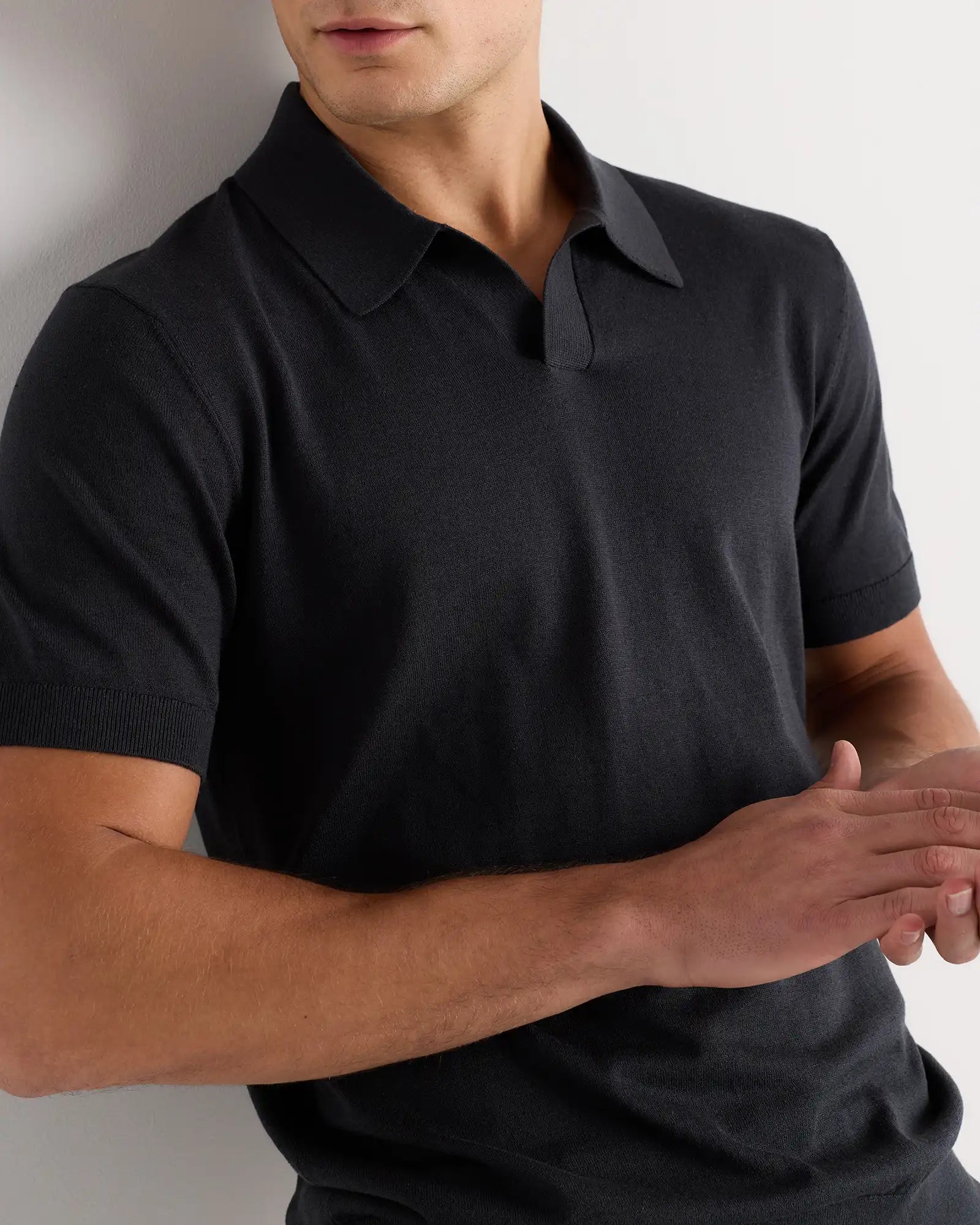 Cotton-Silk Johnny Collar Polo