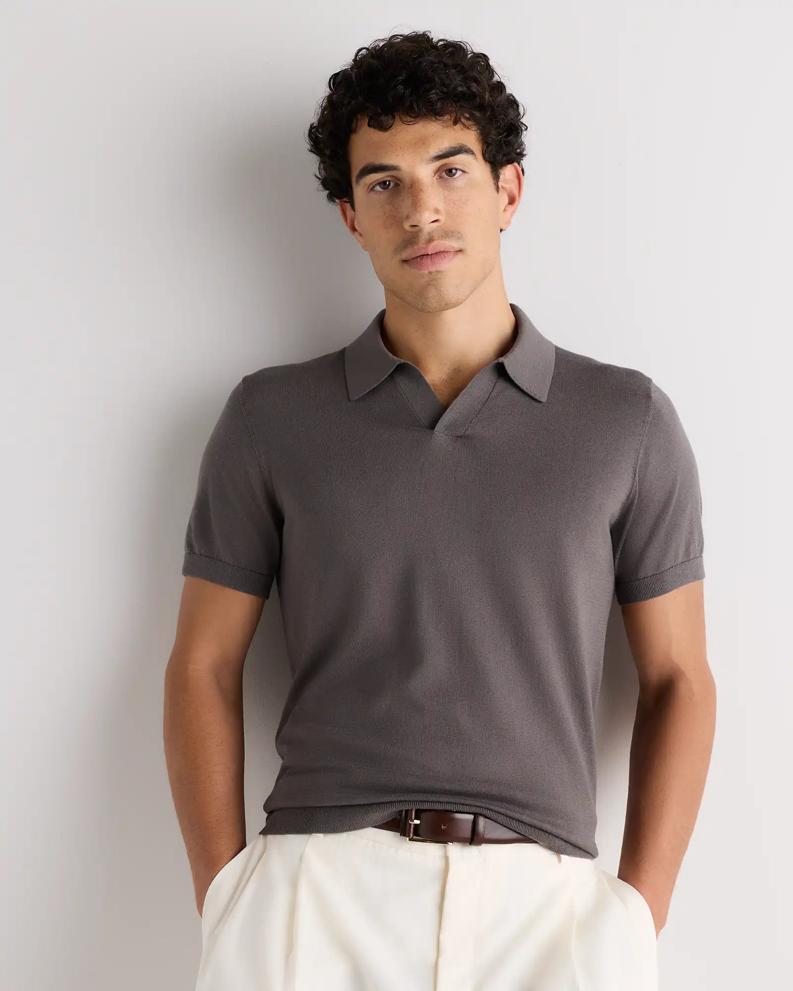 Cotton-Silk Johnny Collar Polo