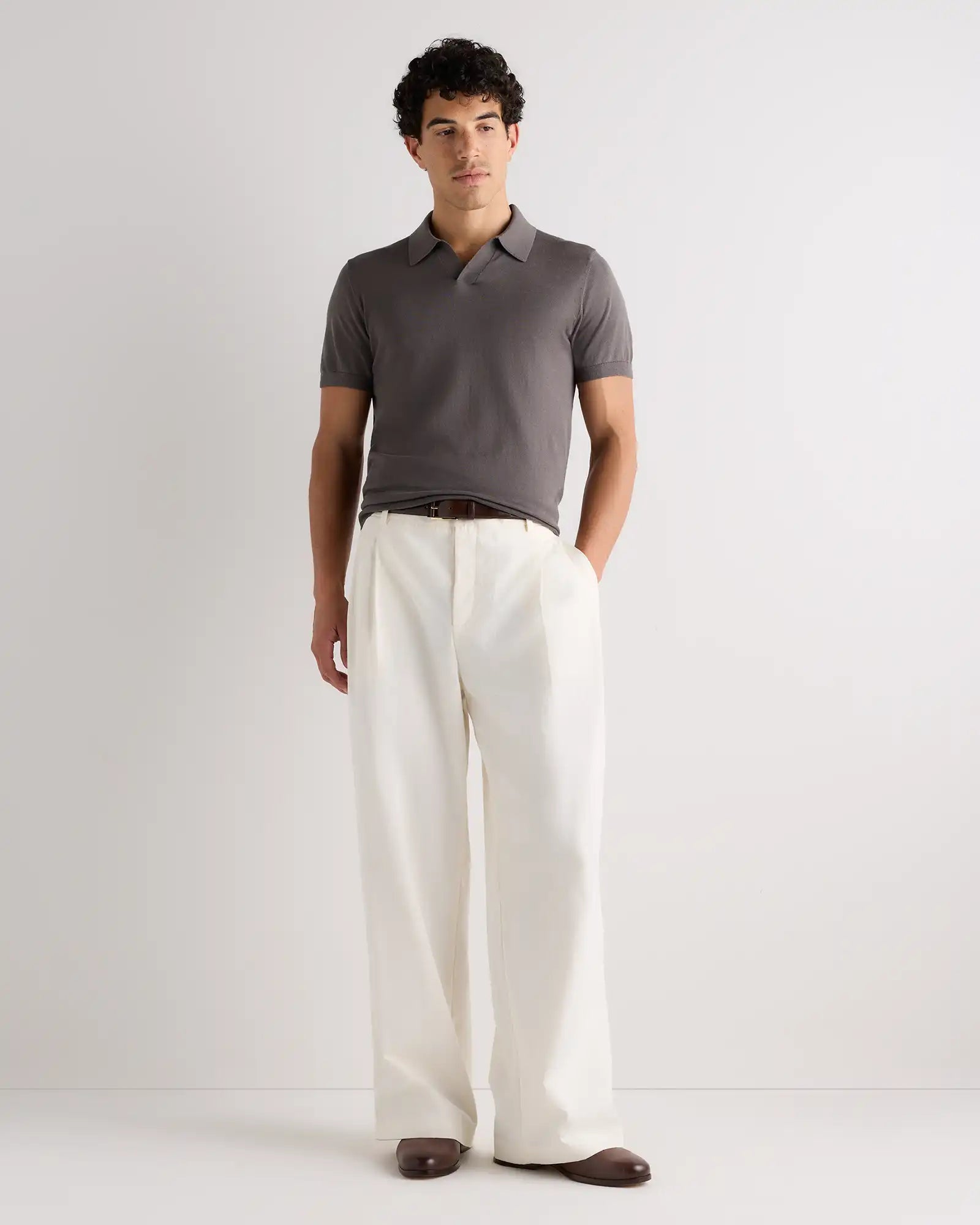 Cotton-Silk Johnny Collar Polo